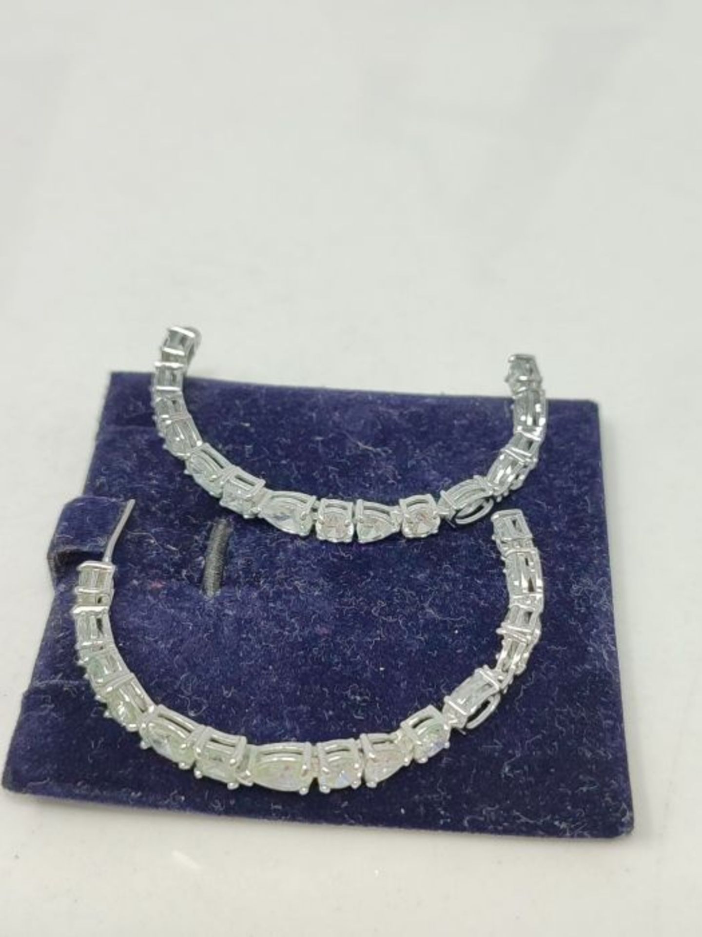 RRP £94.00 [CRACKED] Swarovski Tennis Deluxe Hoop Earrings, Mixed Crystals Cut, White, Rhodium Pl - Image 3 of 3