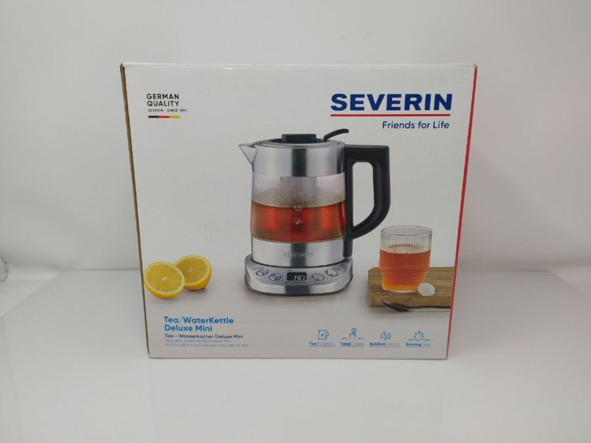 RRP £52.00 Severin Deluxe Mini Kettle for Cooking Water and Tea with 2000 W of Power WK 3473, Gla - Image 2 of 3