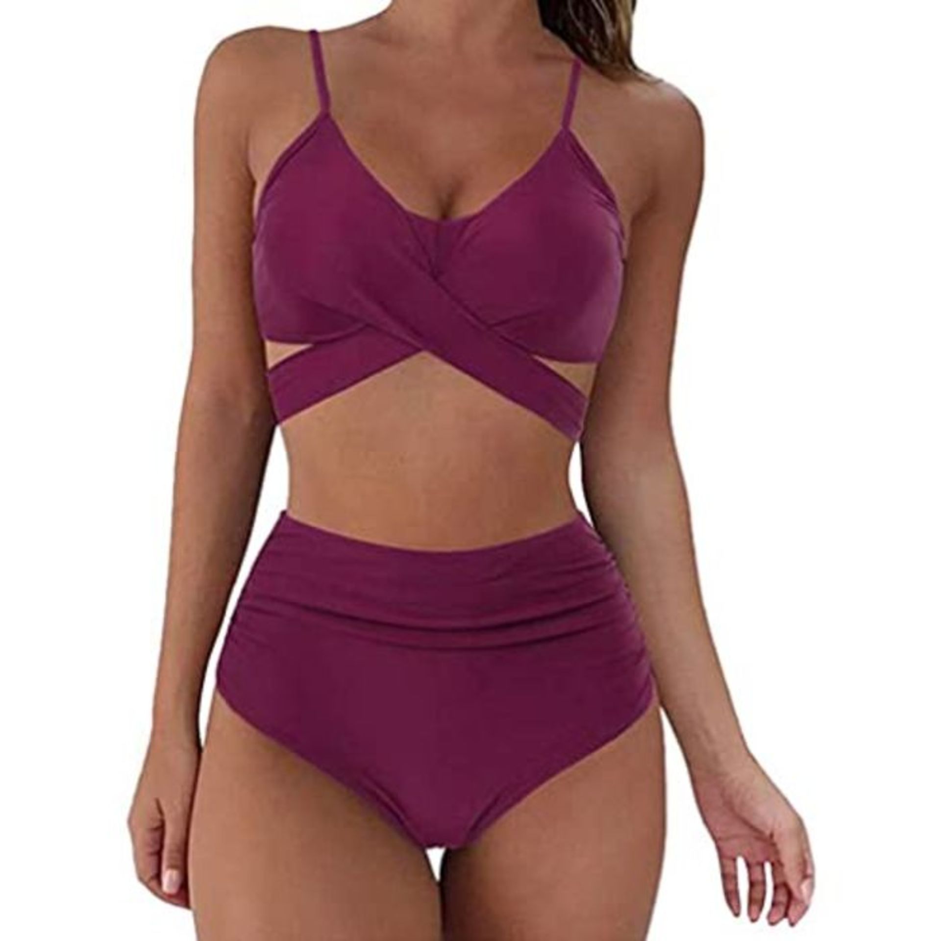 Cozyan Women's two-piece bikini set, women's bikini set, high waist, bandeau, high cut