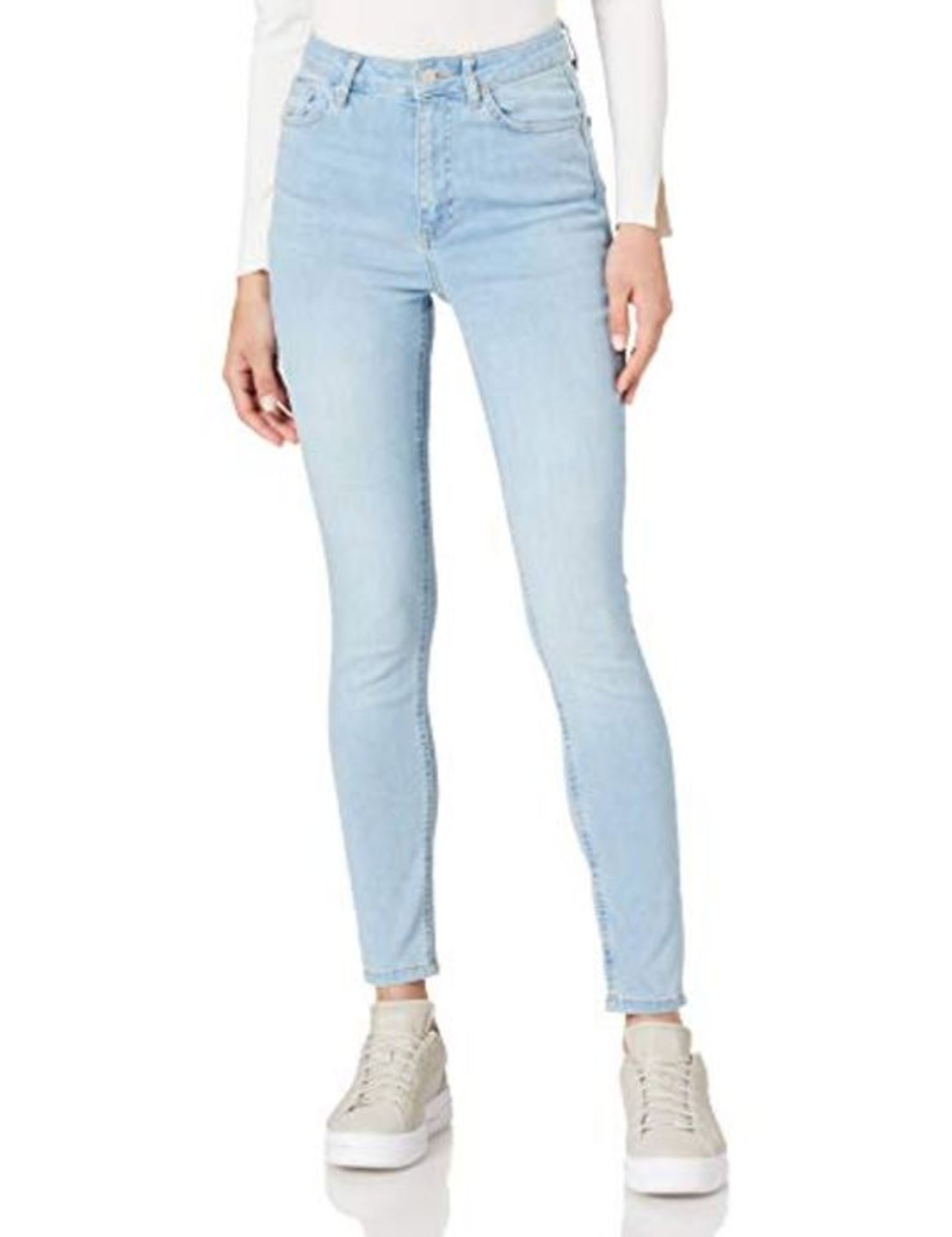 NA-KD Women's Skinny High Waist Jeans, Light Blue, 12 UK