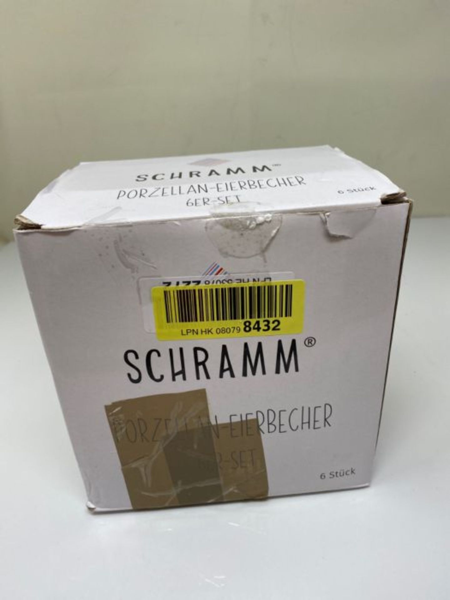 Schramm® 6 Egg Cups Curved Porcelain White Egg Holder with Shelf Egg Stand 6 Pack - Image 2 of 3