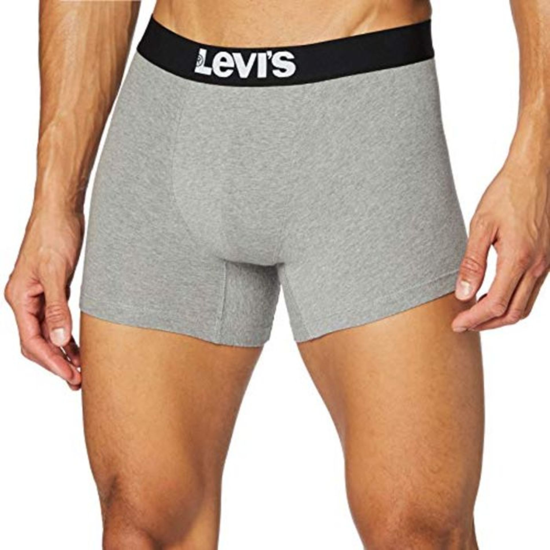 Levi's Men's Solid Basic Boxers (Pack of 4) Shorts, Grey/Black, L