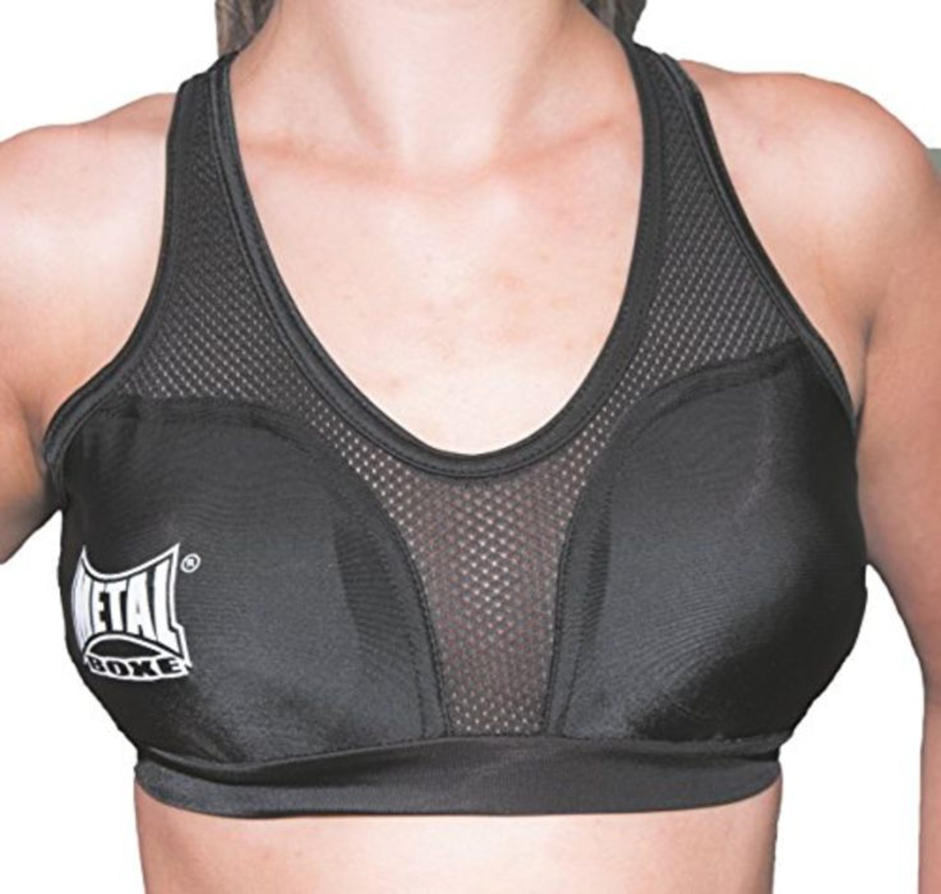 Metal Boxe Women's Bra with Protective Shells, Black, XS