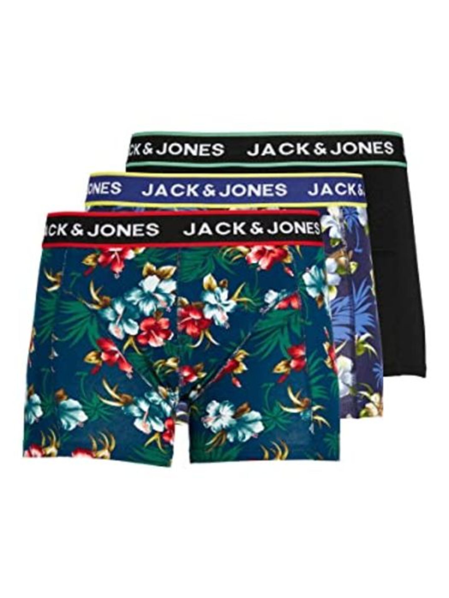 Jack & Jones Men's Printed Boxer Trunks Multipack of 3 Underwear (M, Detail: Bardaboes