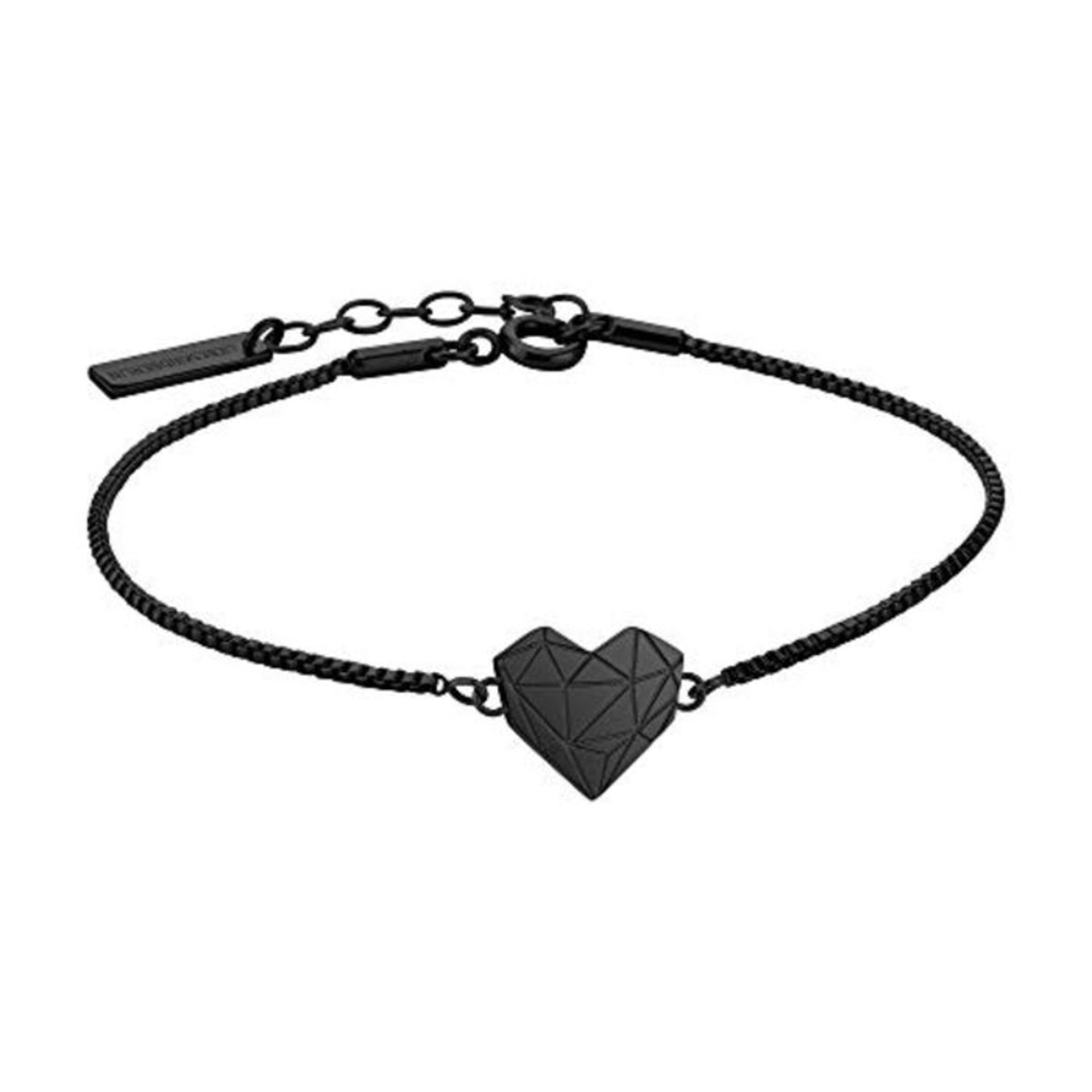 [CRACKED] Liebeskind Berlin Damen Armband Herz Edelstahl Silber 20 cm (schwarz), LJ-03