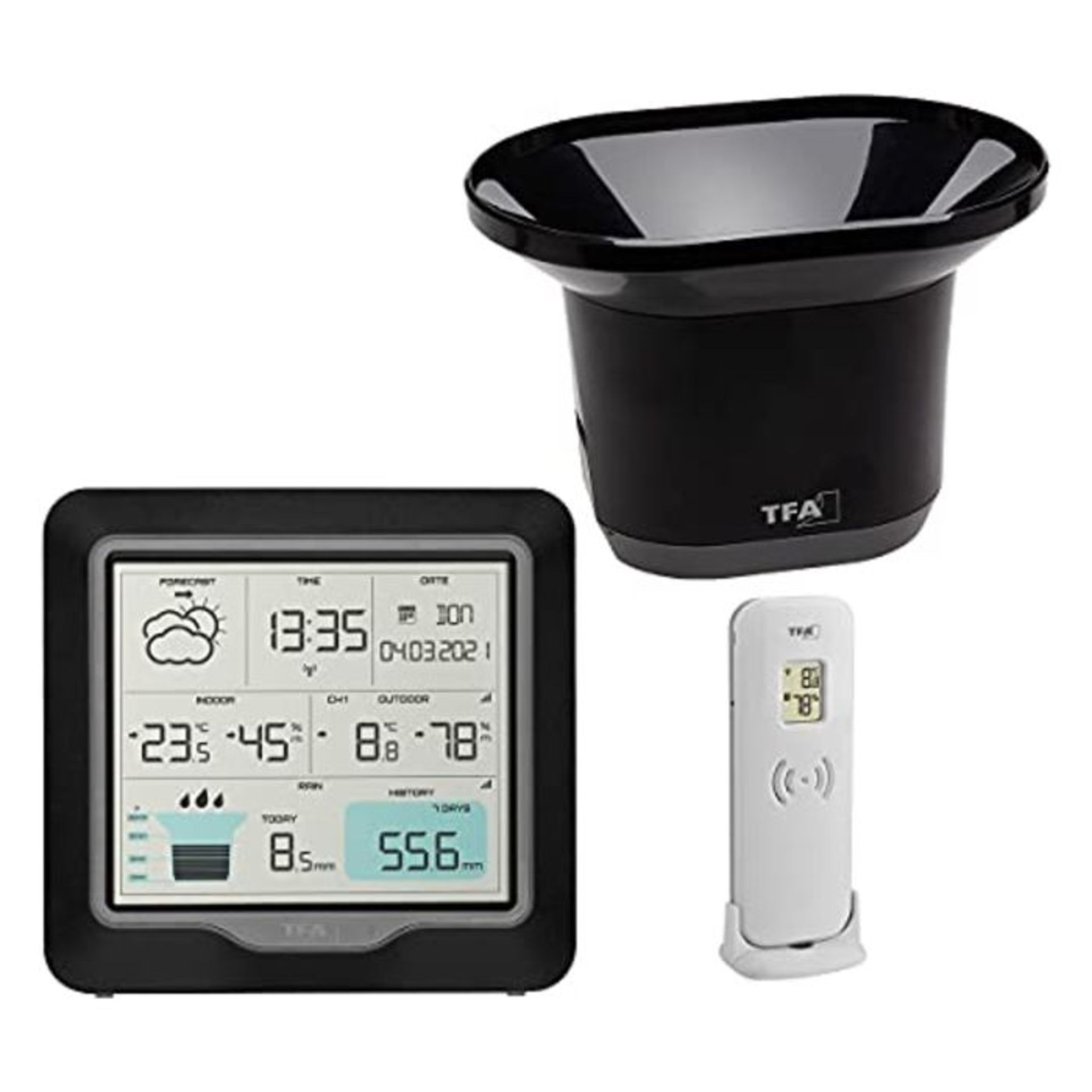 RRP £55.00 TFA Dostmann RAIN Pro Wetterstation Funk, 35.1160.01, mit Regenmesser und AuÃxensens