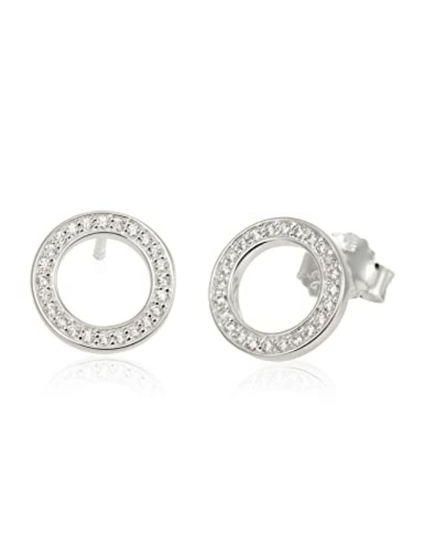 RRP £59.00 [CRACKED] Thomas Sabo Women Stud Earrings Circle 925 Sterling Silver H1947-051-14