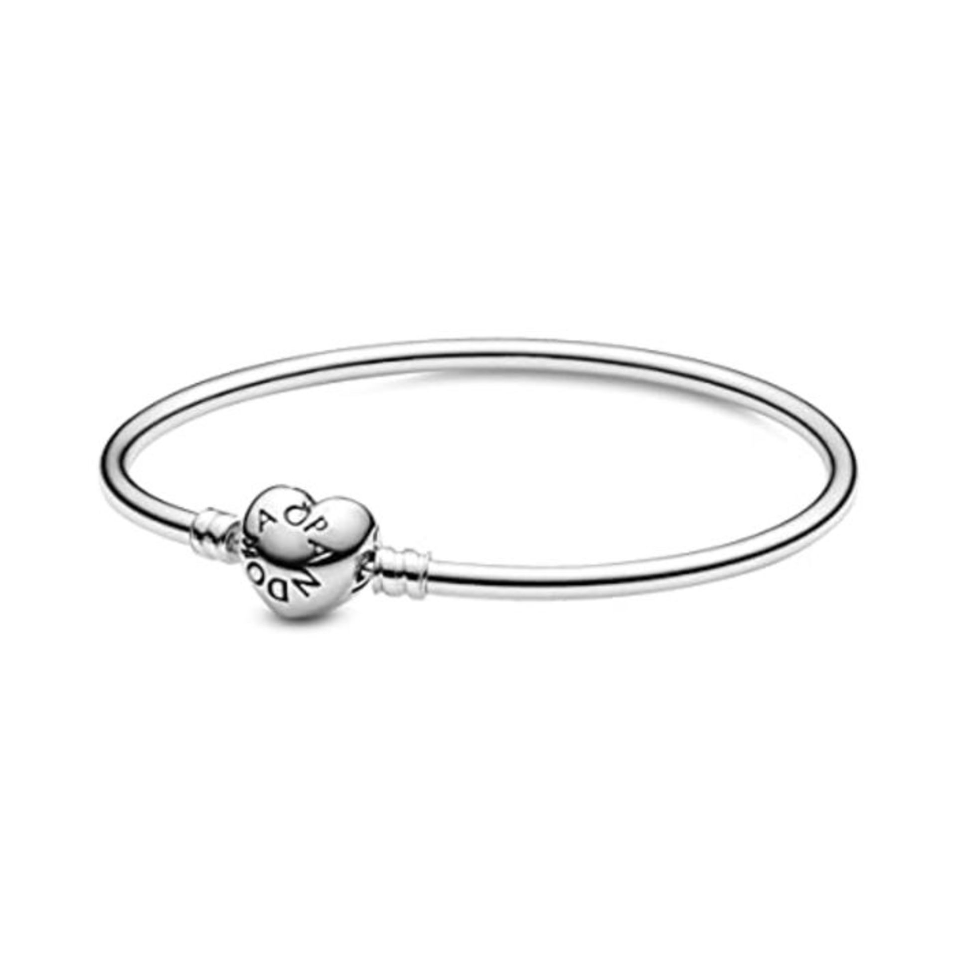RRP £59.00 Pandora Moments Women's Sterling Silver Heart Clasp Bangle Bracelet for Charms , Size