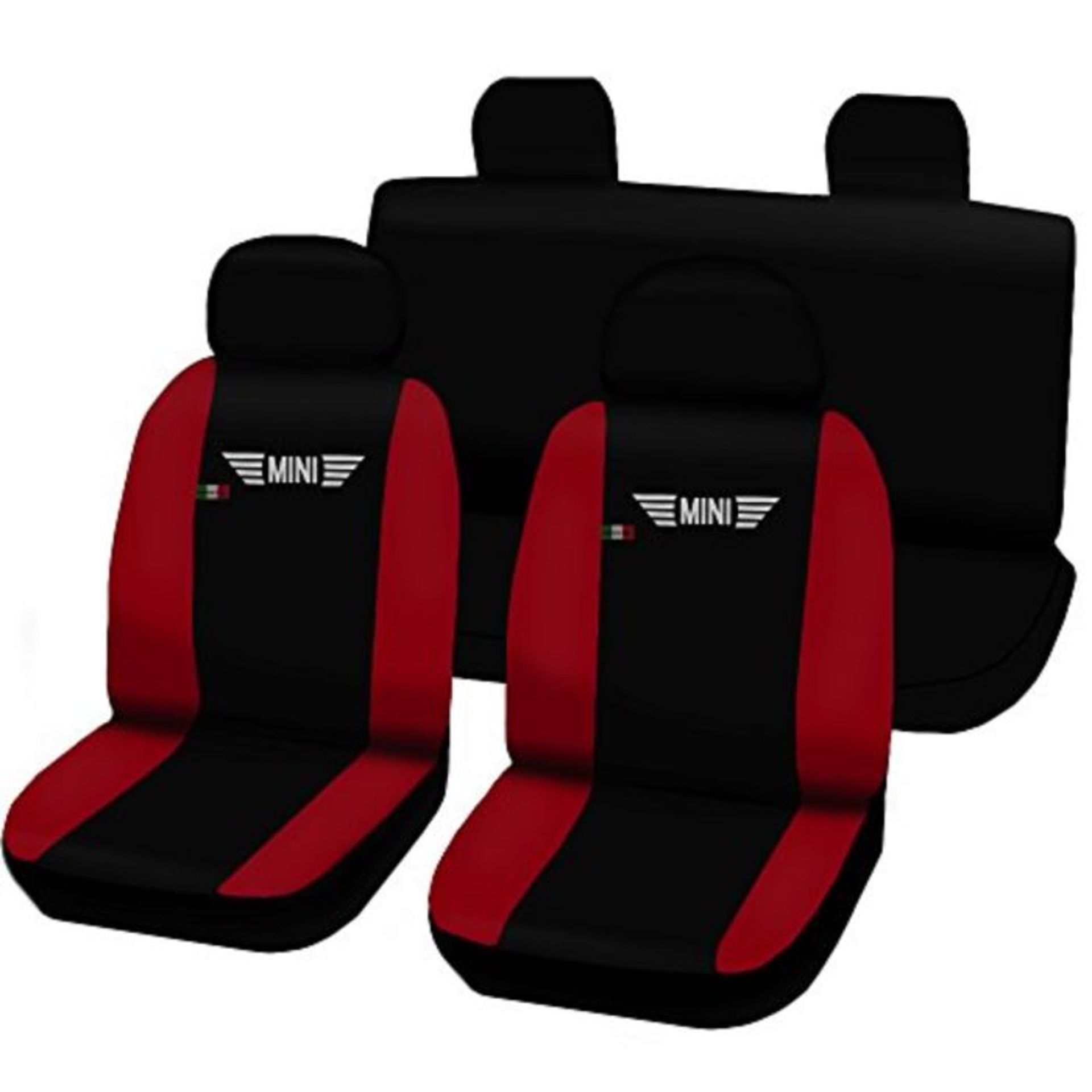 RRP £59.00 Lupex Shop SEAT COVERS Mini Two-Tone Black   Red