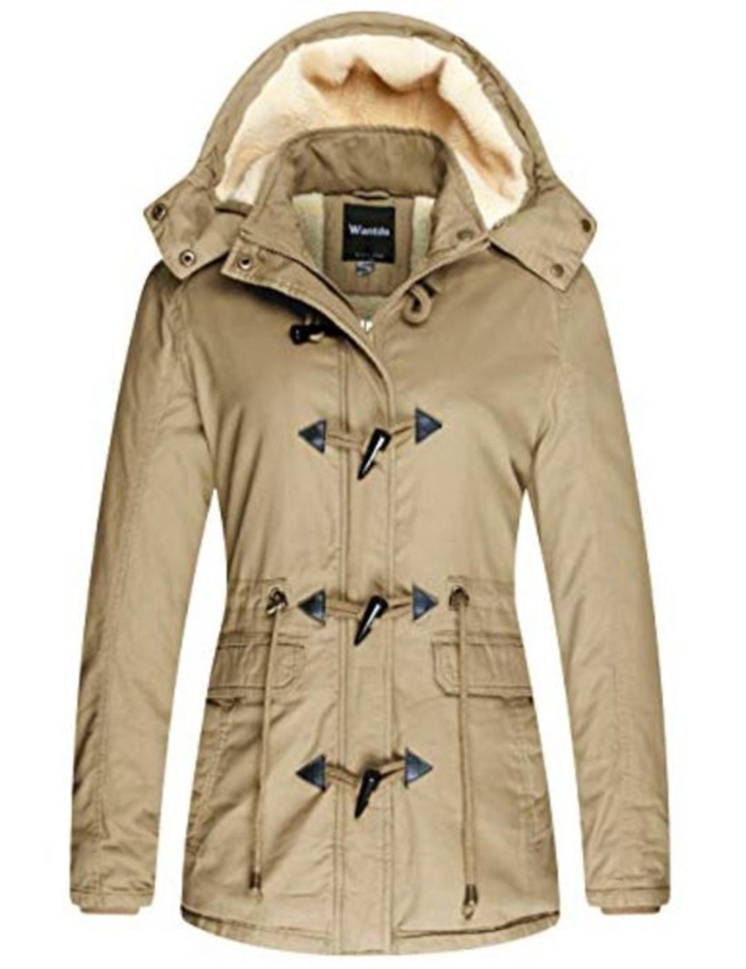 RRP £74.00 Wantdo Women's Windproof Warm Coat Winter Casual Fleece Coat Classic Cotton Hoodie Jac