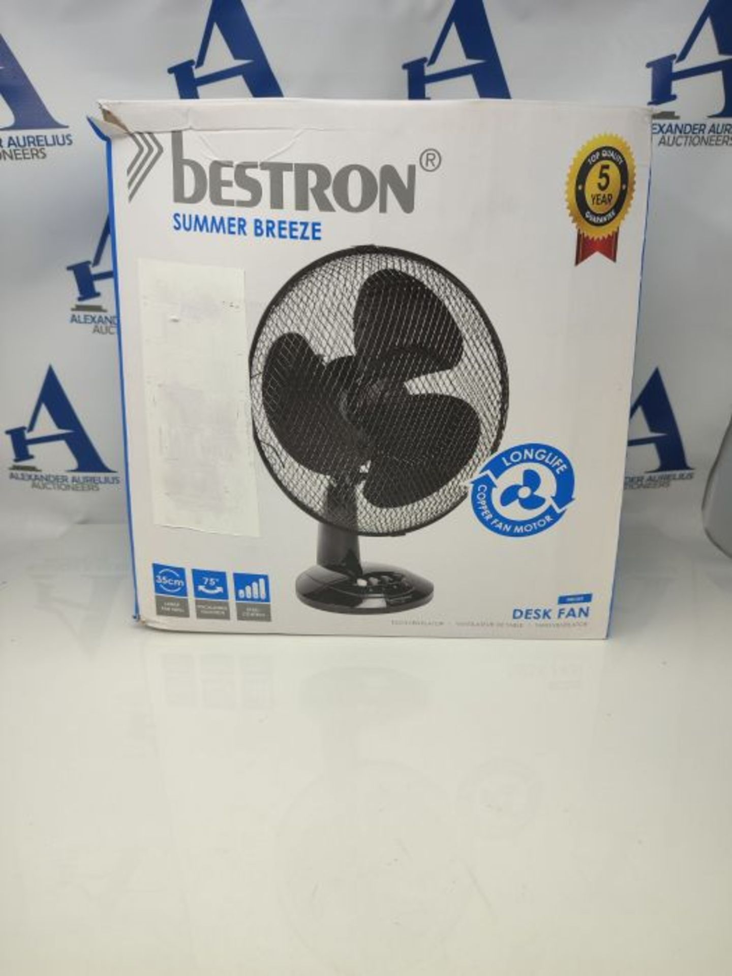 Bestron Desk Fan 35 cm Black Room Ventilator Portable Cooling Machine DDF35Z - Image 2 of 3