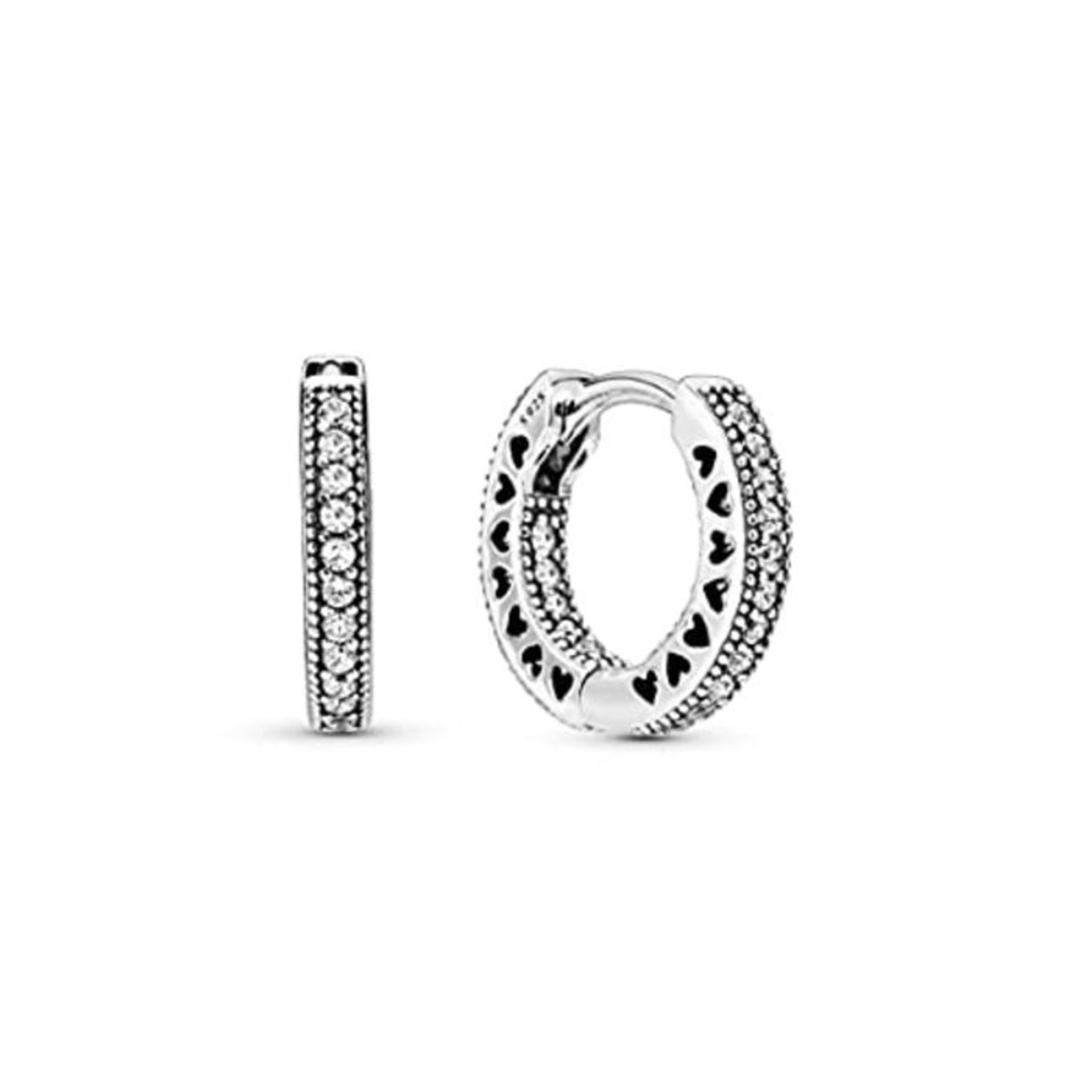 RRP £59.00 Pandora Aro Earrings 296317CZ Silver Small Classic Hearts