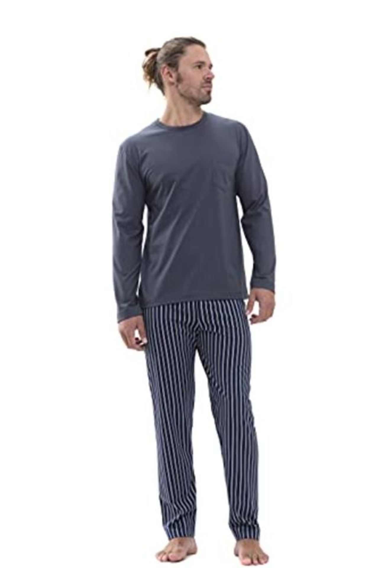 RRP £84.00 Mey Night Serie Portimo Herren SchlafanzÃ¼ge lang Soft Grey S(48)