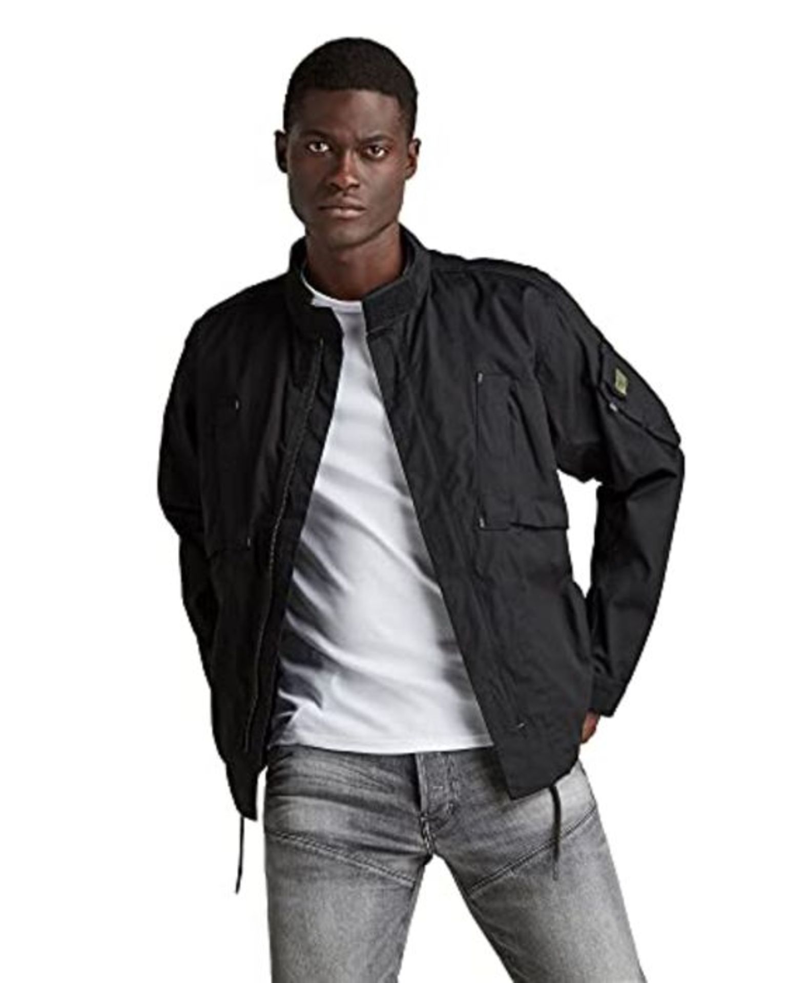 RRP £129.00 G-STAR RAW Men's Sporty Slanted Pocket Indoor Jacket, Dark Black 9706-6484, M