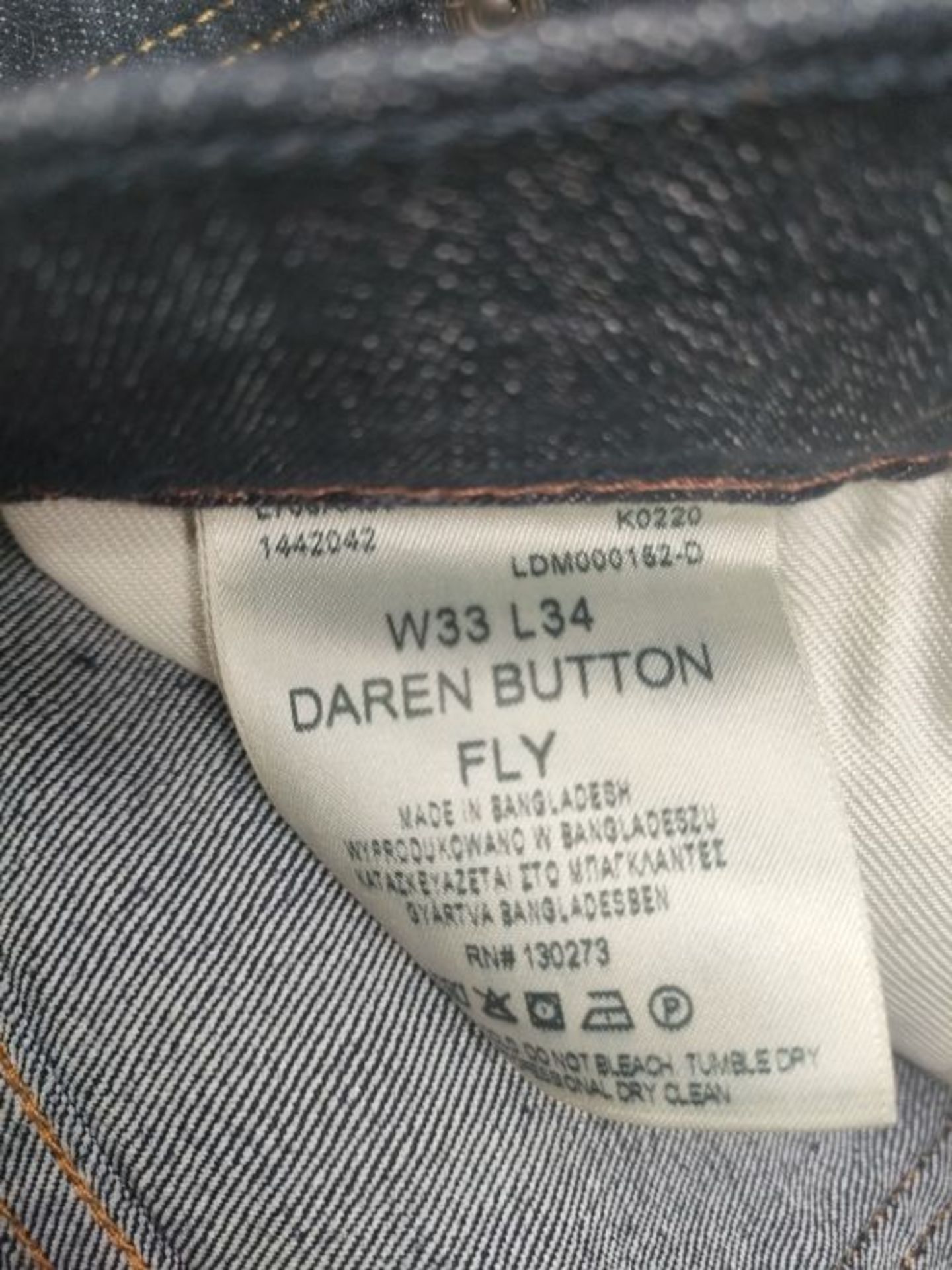 RRP £58.00 Lee Daren Button Fly Jeans, Bleu, 33W / 34L Homme - Image 3 of 3