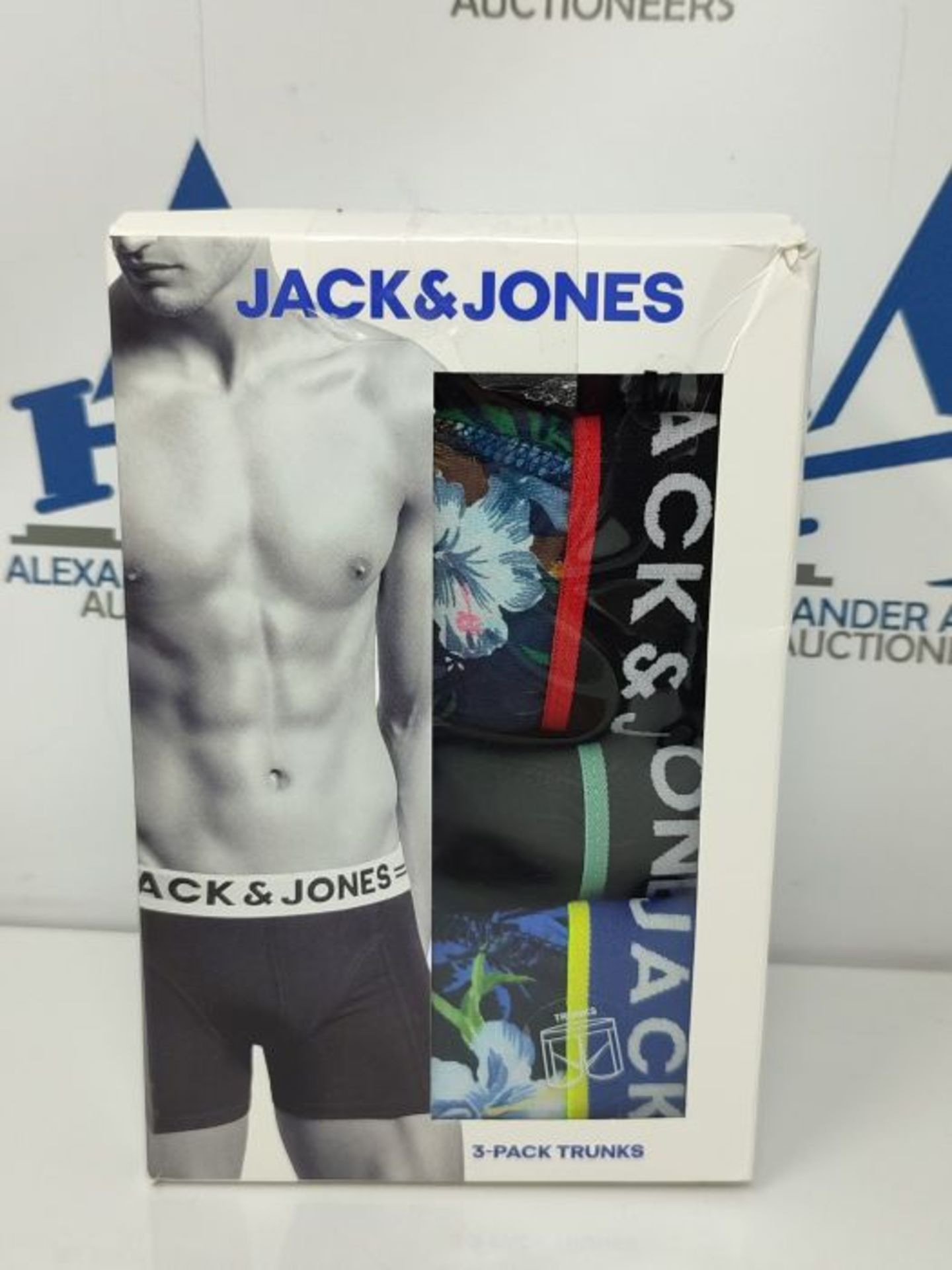 Jack & Jones Men's Printed Boxer Trunks Multipack of 3 Underwear (M, Detail: Bardaboes - Image 2 of 2