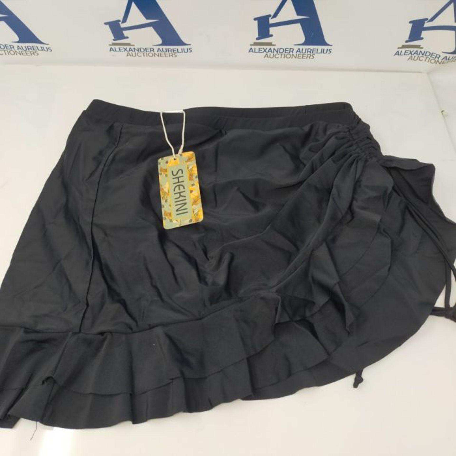SHEKINI Women s Swimming Skirt Side Drawstring Bottoms Ruffled Short Skirt(L,Black E - Image 2 of 2