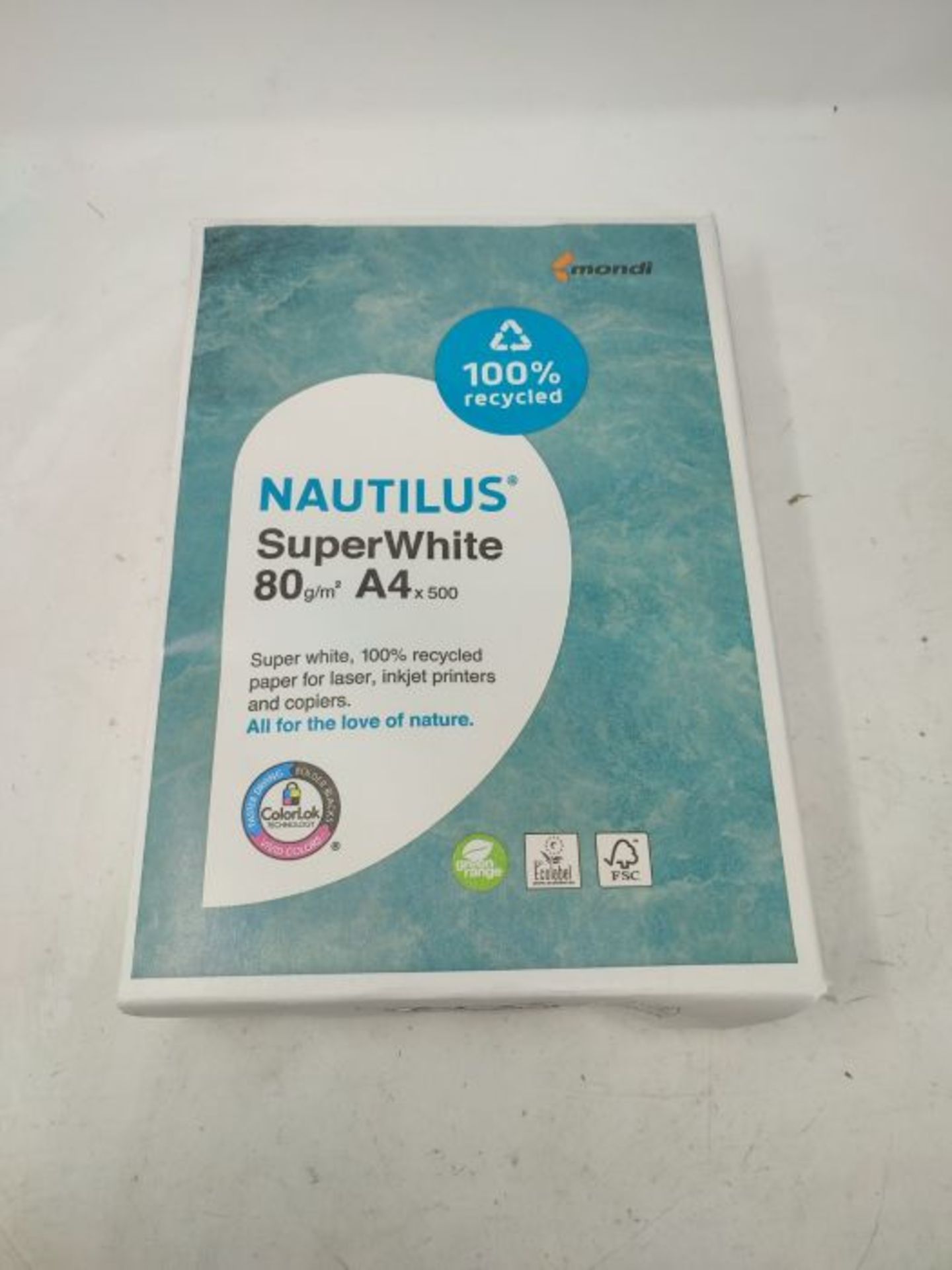 Carta riciclata 100% Nautilus Super White per stampa laser/inkjet, formato A4 80gr./mq - Image 2 of 3