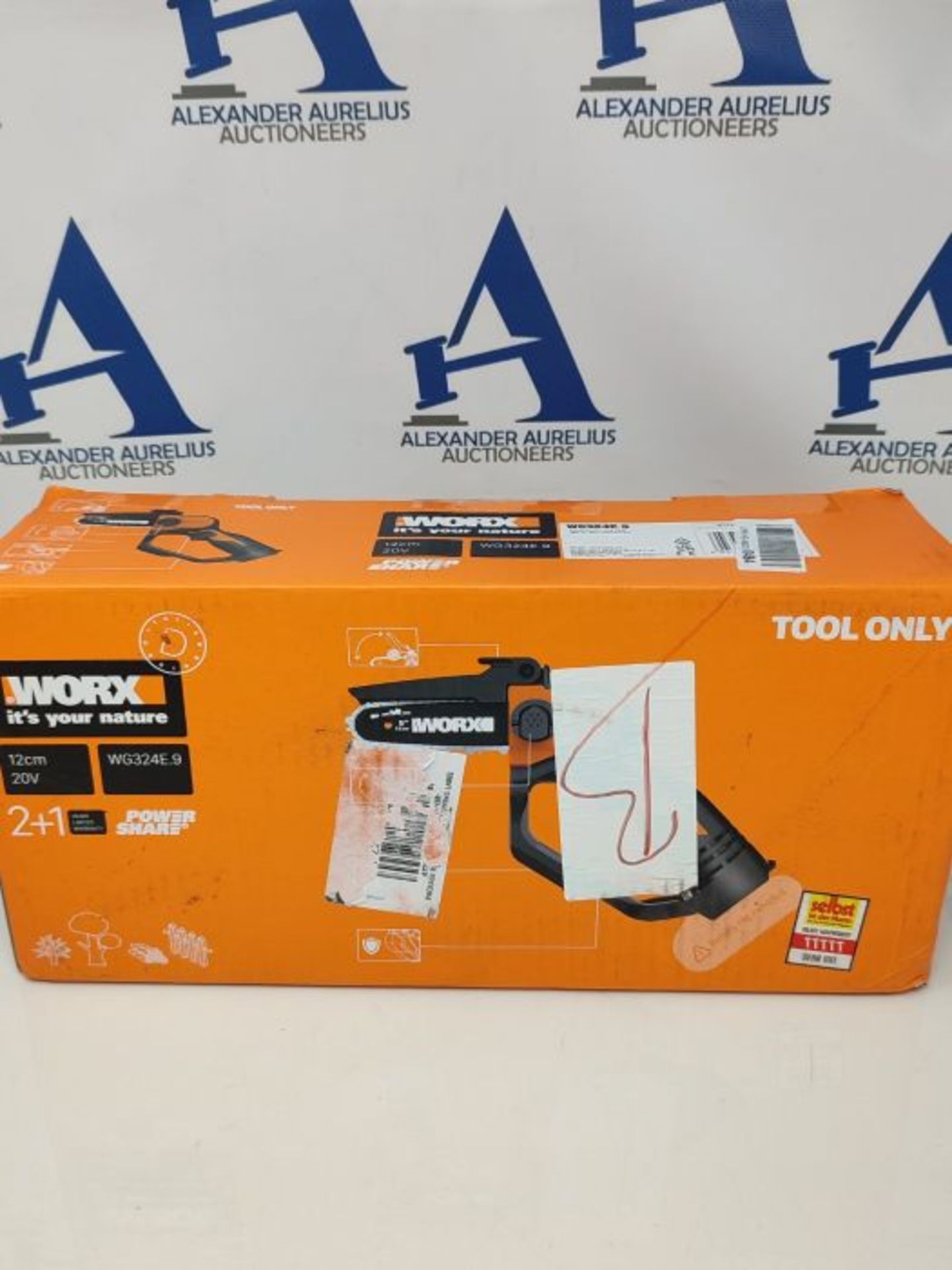 RRP £89.00 WORX WG324E.9 Akku-Einhand-Asts?ge 20V - 12cm Schwertl?nge - leicht & bequem - PowerSh