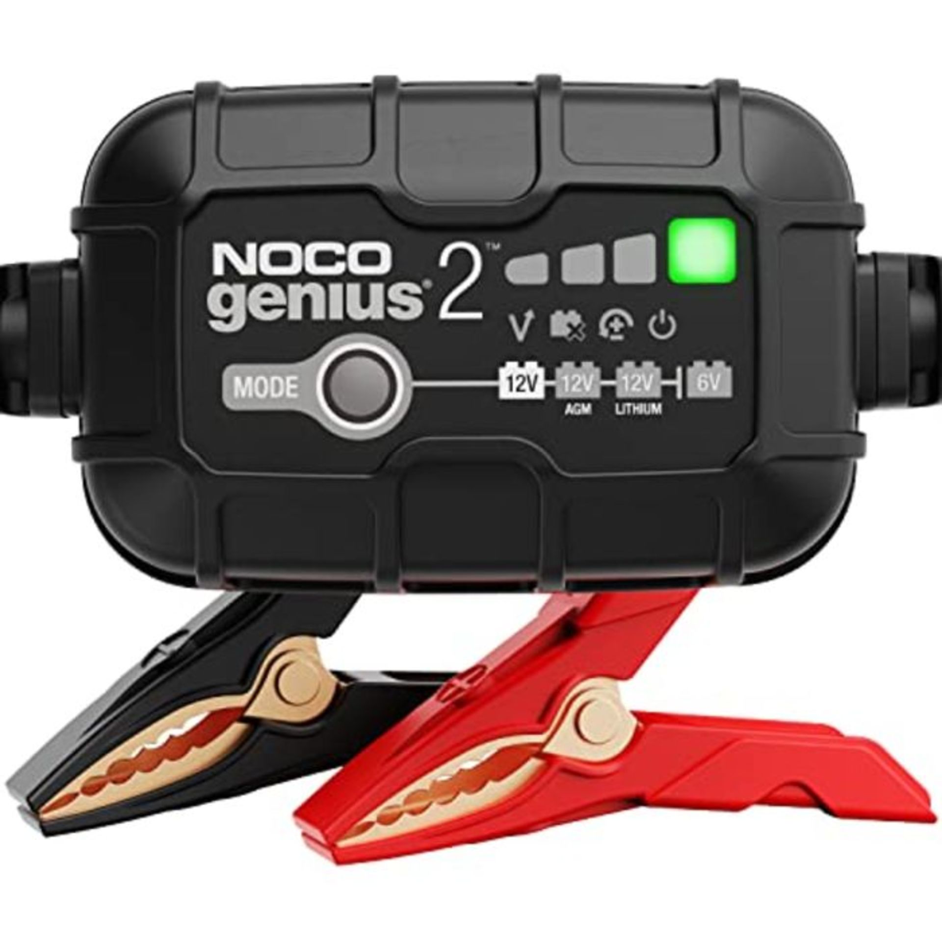 NOCO GENIUS2UK, 2A Smart Car Charger, 6V and 12V Portable Heavy-Duty Battery Charger M