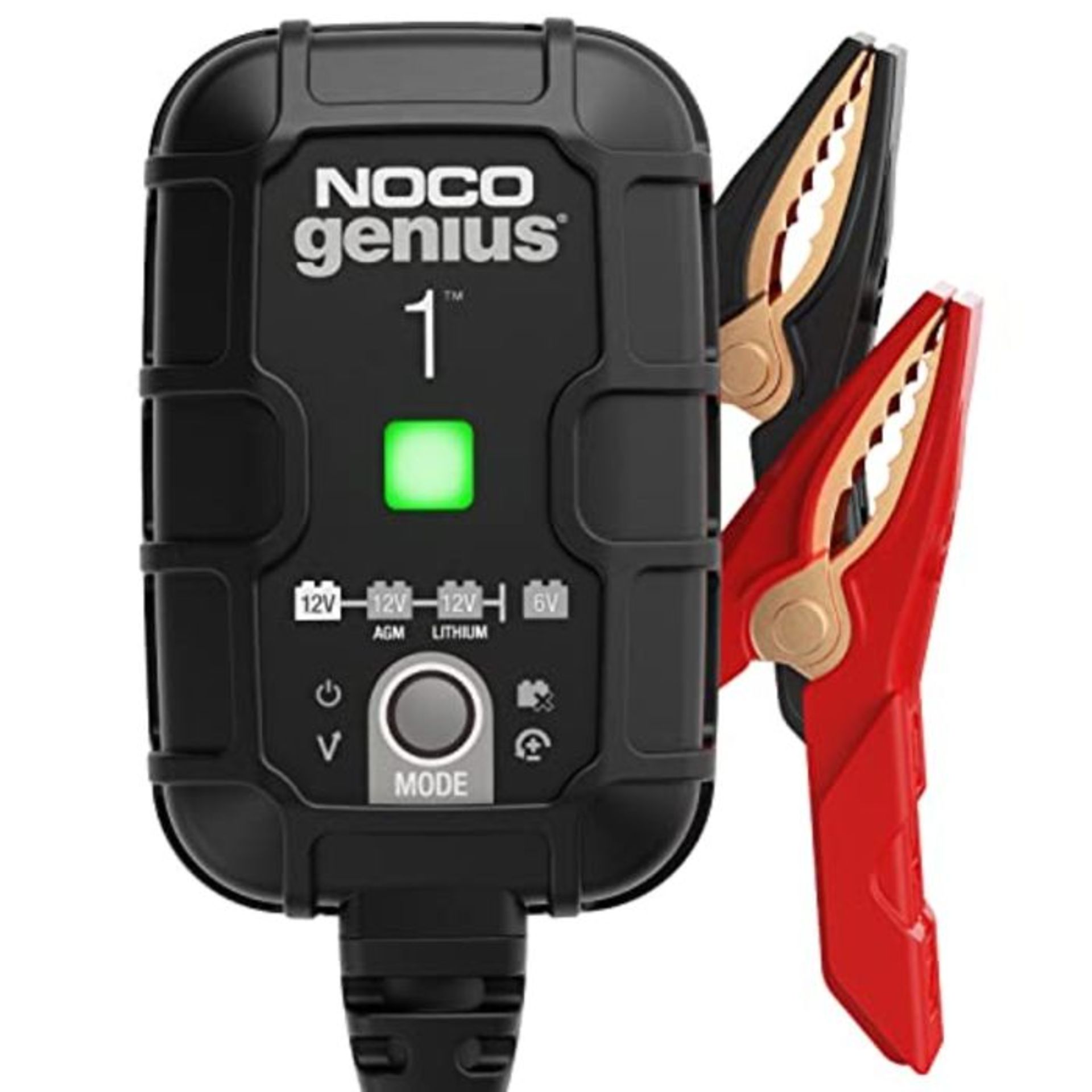 NOCO GENIUS1UK, 1A Smart Car Charger, 6V and 12V Portable Heavy-Duty Battery Charger M