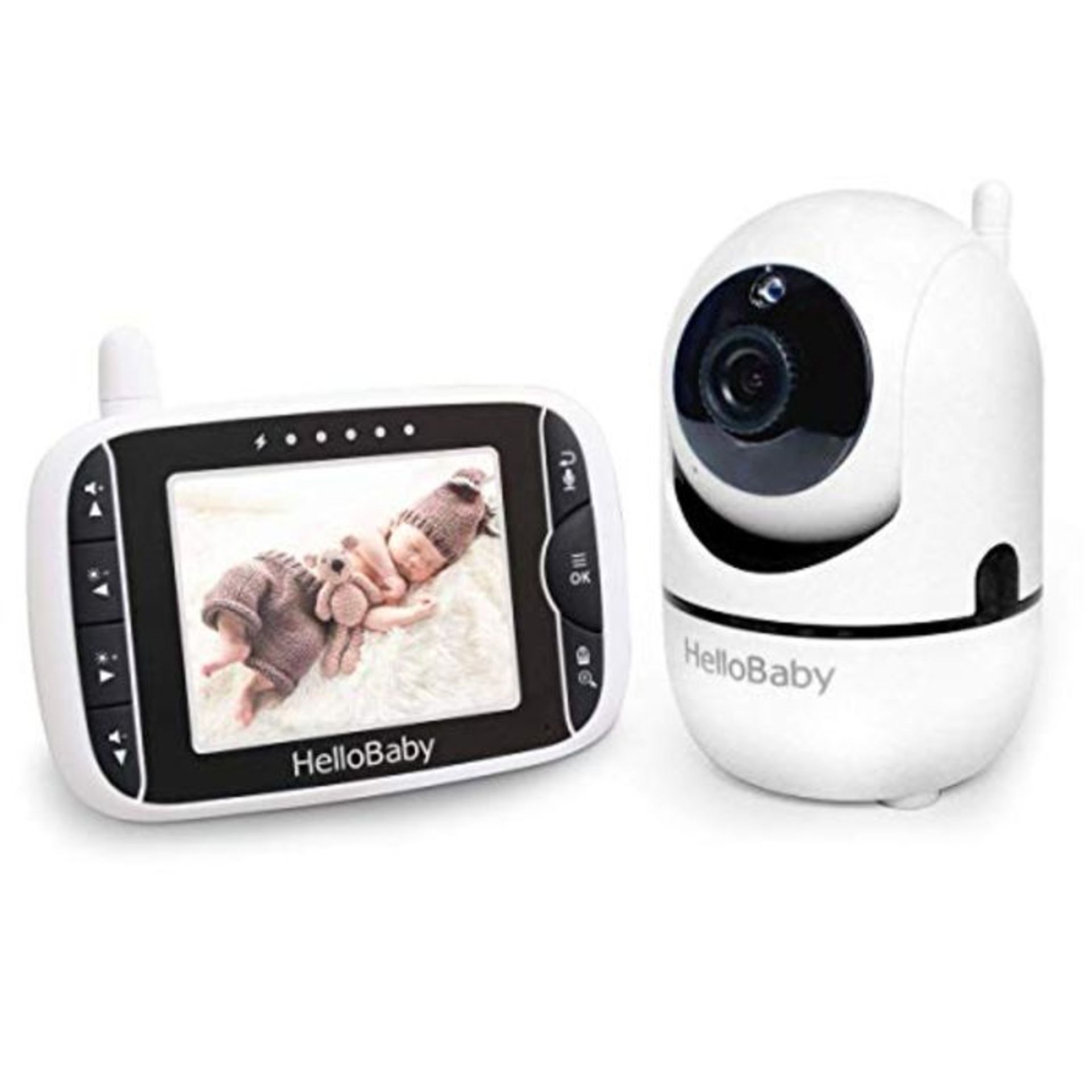 RRP £75.00 HelloBaby Baby Monitor with Camera HB65 3.2 Inch Display Baby Monitor 360 Degree Viewi