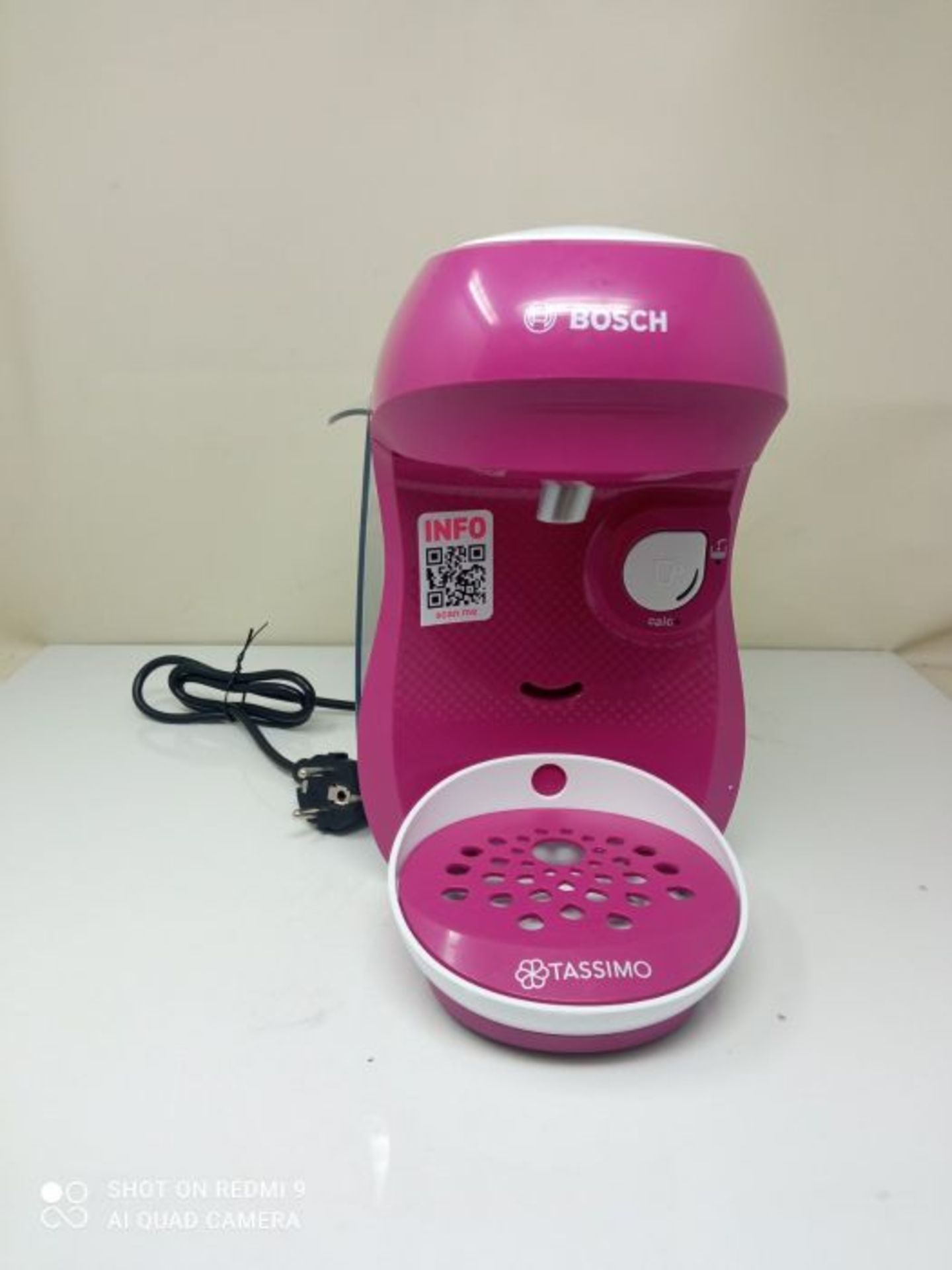 RRP £57.00 Bosch Tassimo Happy Multi-Drink Single Serve Coffee Maker, 1400 W, 0.7 L Única Pink/W - Image 3 of 3