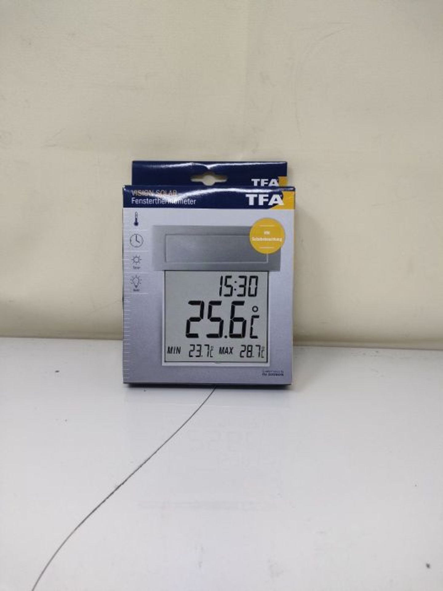 TFA Dostmann Vision Solar digitales Fensterthermometer, 30.1035, groÃxes Display mit - Image 2 of 3