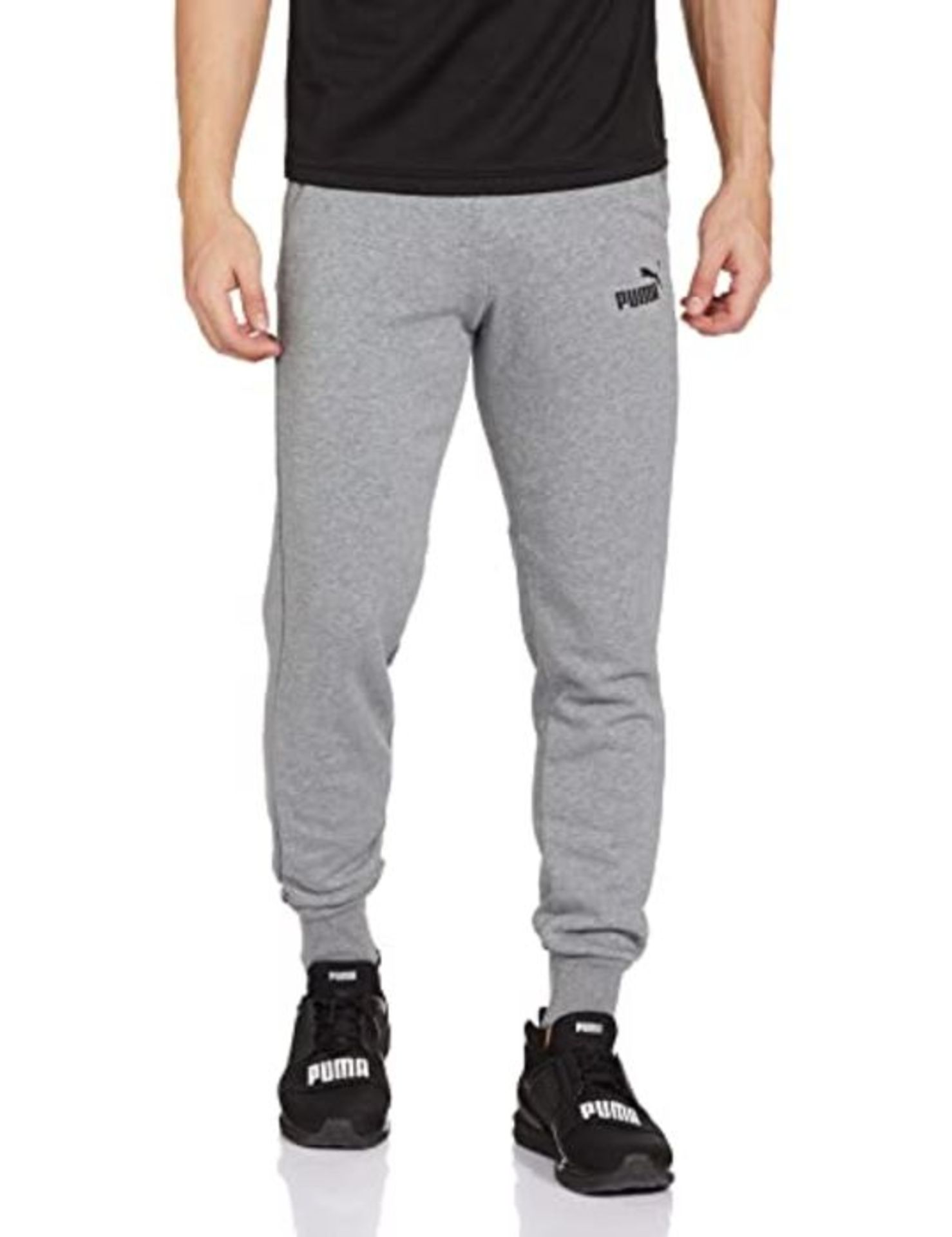 PUMA Men'S Ess Logo Tr Cl Pants, Grey Heather, Large