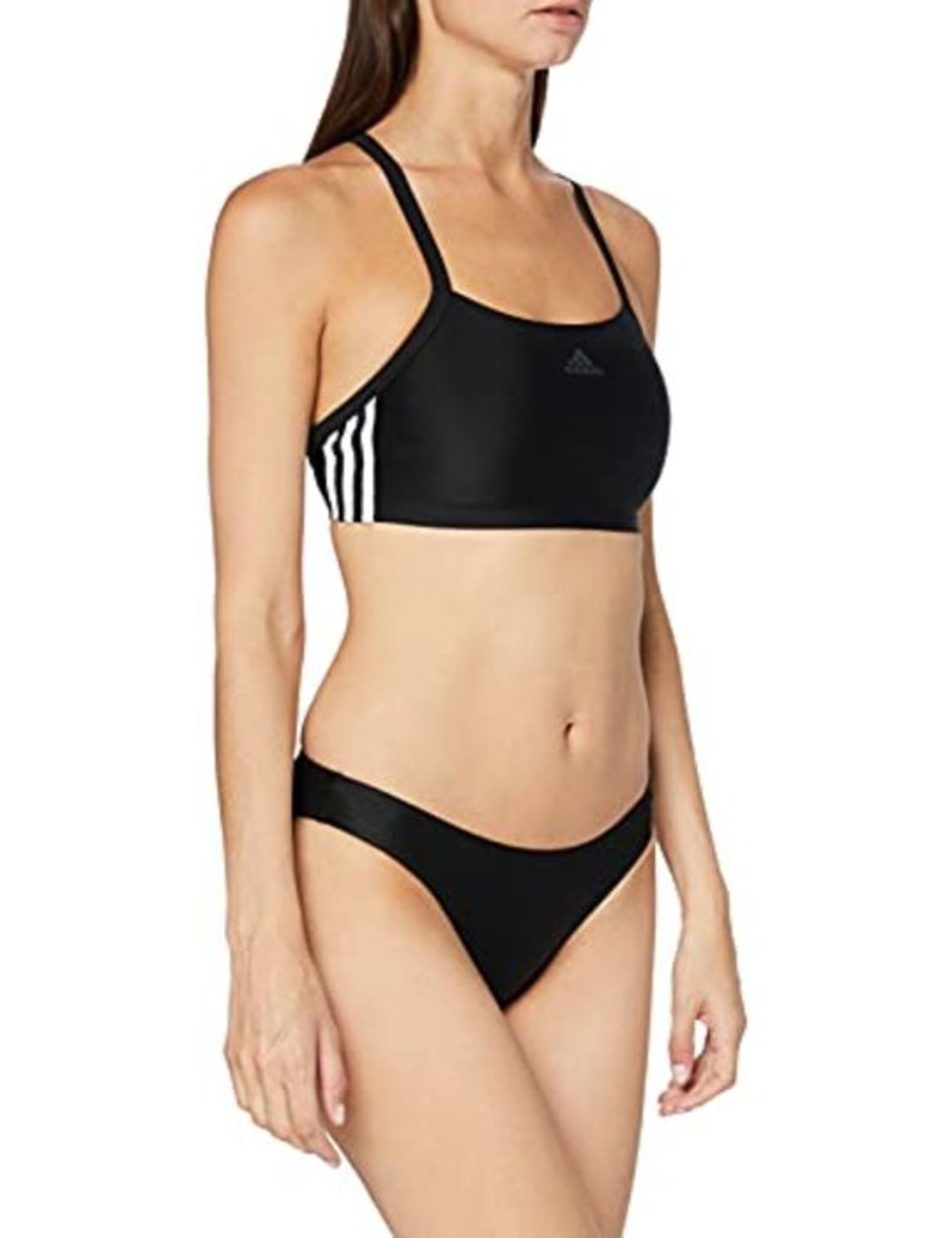 Adidas Women's Fit 2pc 3s Swimsuit, Black, 36 (Manufacturer Size: 40)