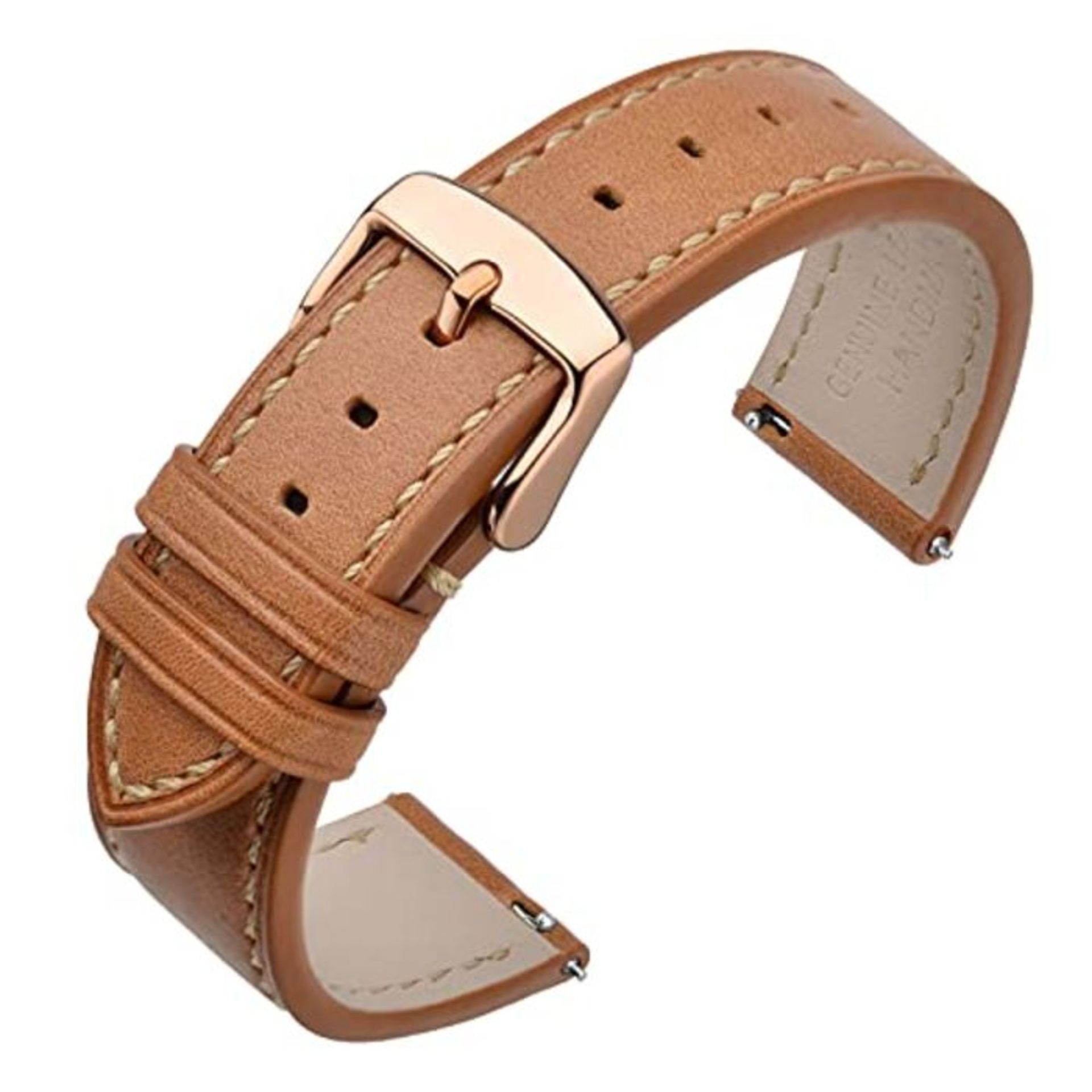 ANNEFIT Watch Straps 18mm with Rose Gold Buckle - Classic Oil Wax Leather Quick Releas