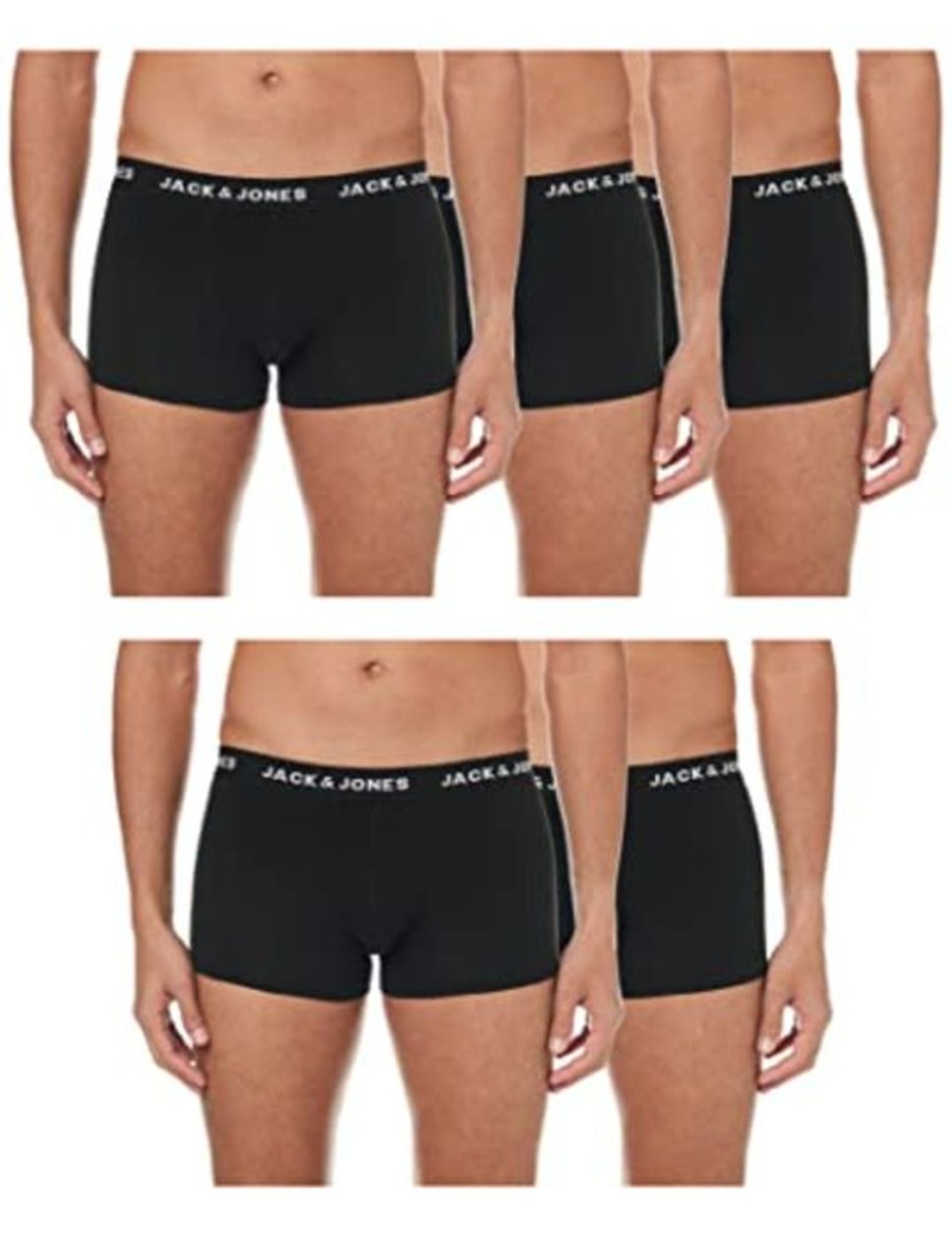 Jack and Jones Huey Mens Trunks Underwear Cotton Regular Boxer Shorts Pack of 5 Black