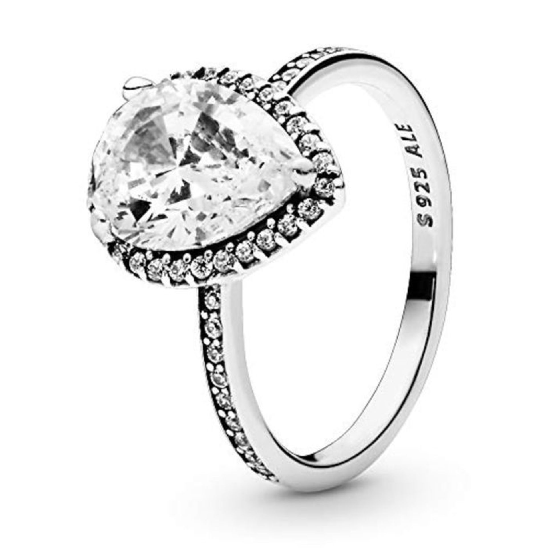 RRP £89.00 Pandora Timeless Women's Sterling Silver Sparkling Teardrop Halo Cubic Zirconia Ring,