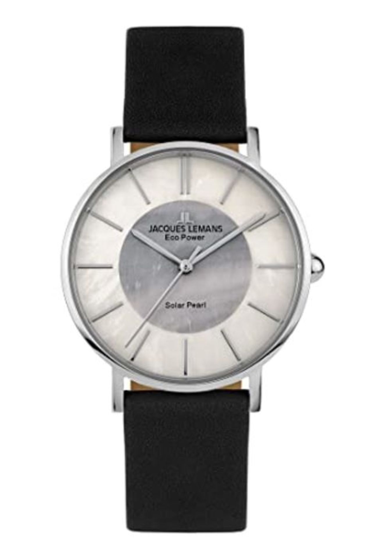 RRP £171.00 JACQUES LEMANS Damenuhren, Eco Power Uhren Frauen aus massivem Edelstahl mit Leder Arm