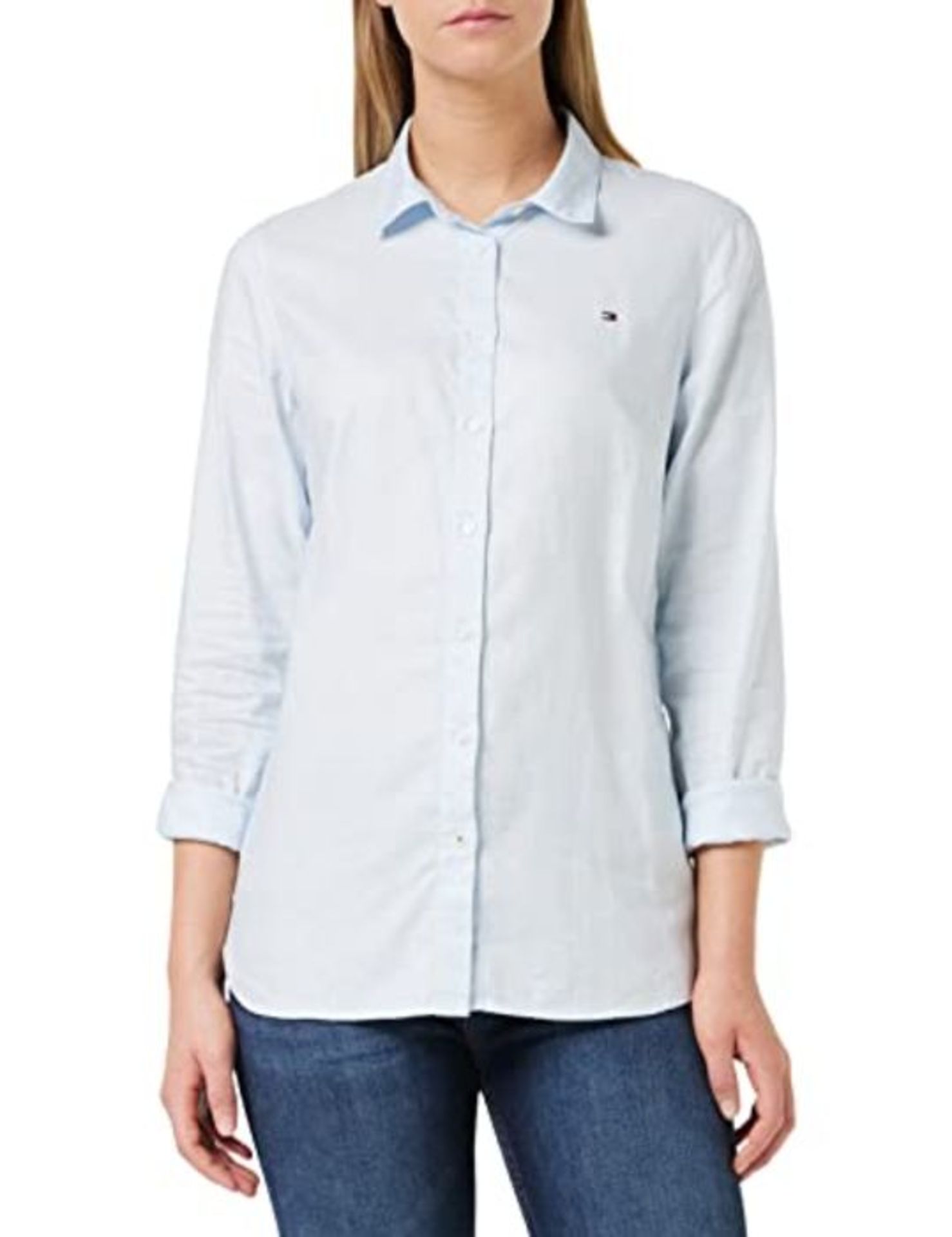 RRP £54.00 Tommy Hilfiger Women's Heritage Regular Fit Shirt, Blue (Skyway), 16