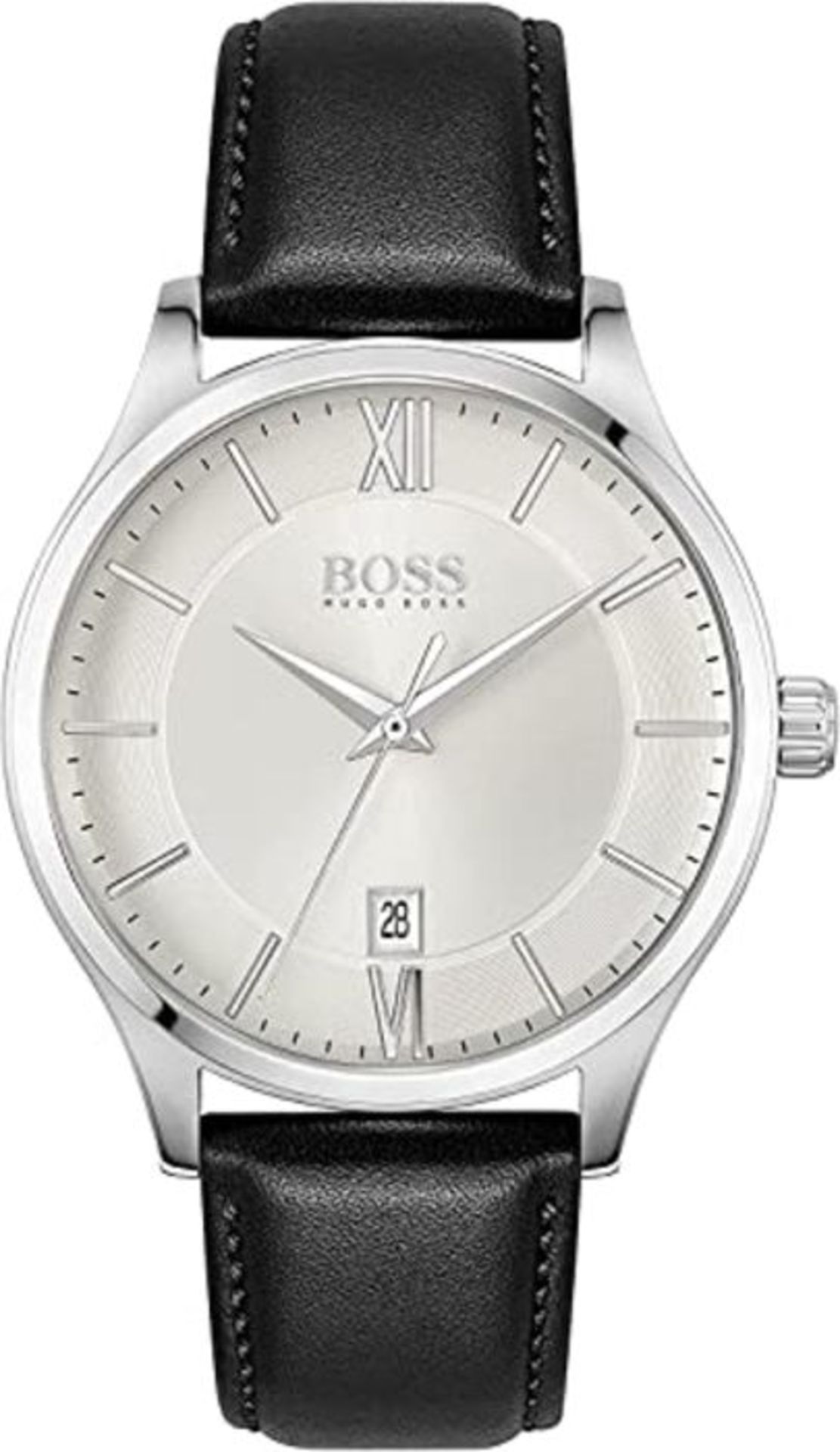 RRP £120.00 BOSS Men Analog Quartz Watch with Leather Strap 1513893