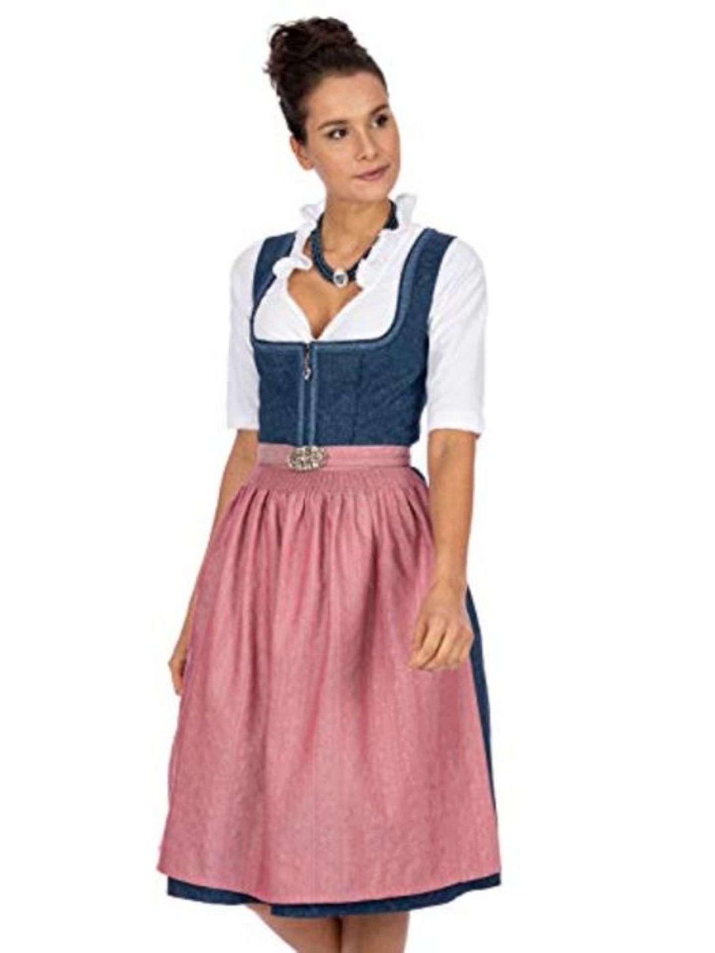 RRP £169.00 Stockerpoint Women's Dirndl Roseline Special Occasion Dress, Blue-Old Pink, 46