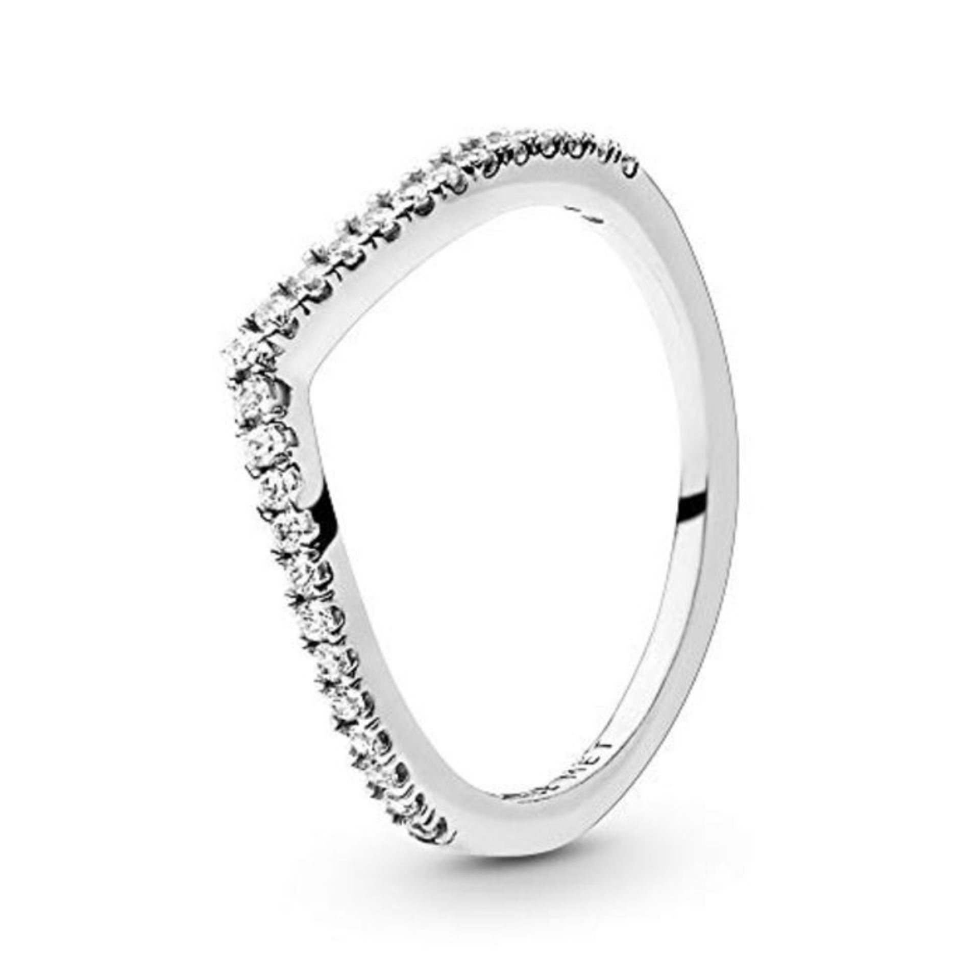 Pandora Timeless Women's Sterling Silver Sparkling Cubic Zirconia Wishbone Ring, Size