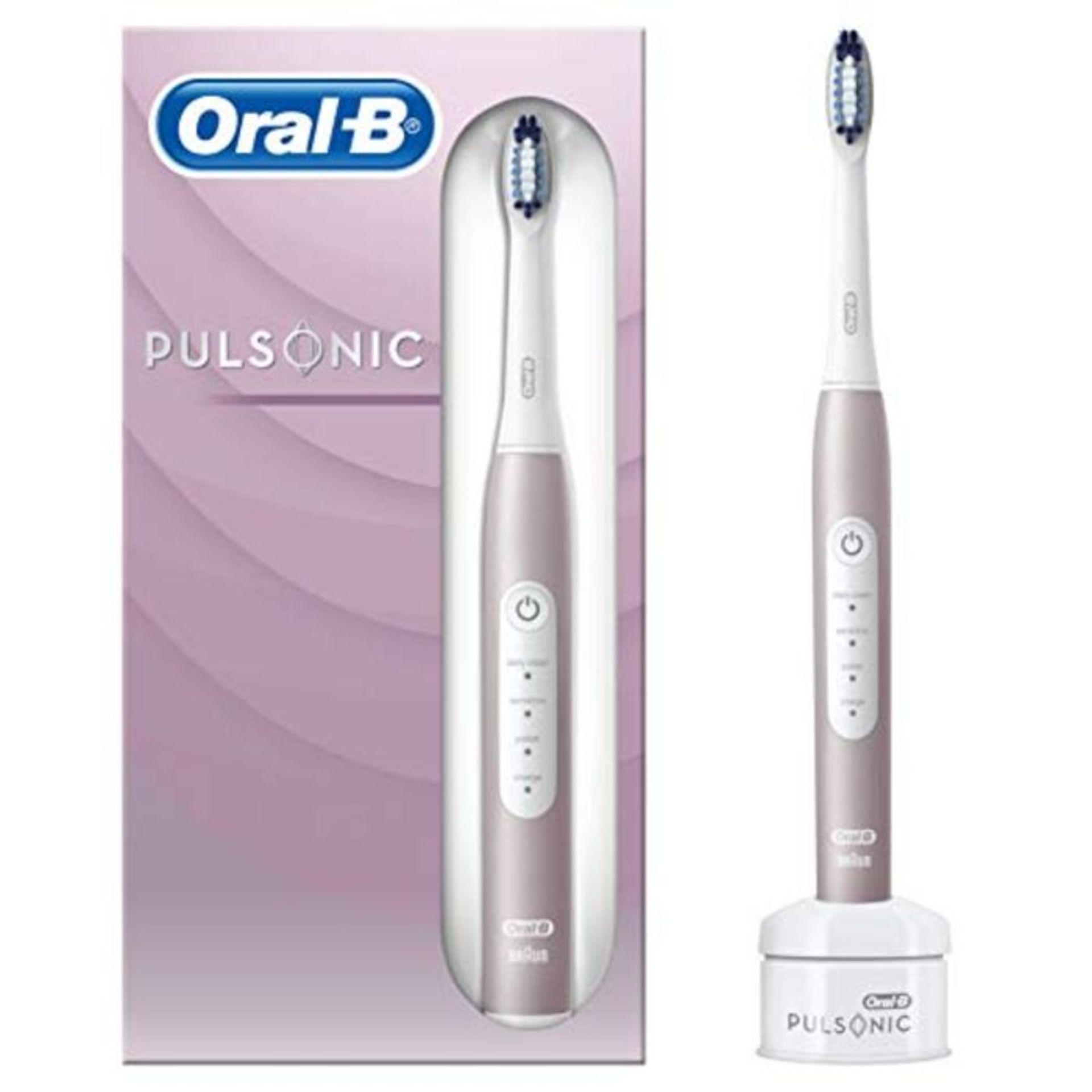 RRP £50.00 Oral-B Pulsonic Slim Luxe 4000 Rose Gold Sonic Electric Toothbrush with Timer, 1 Repla