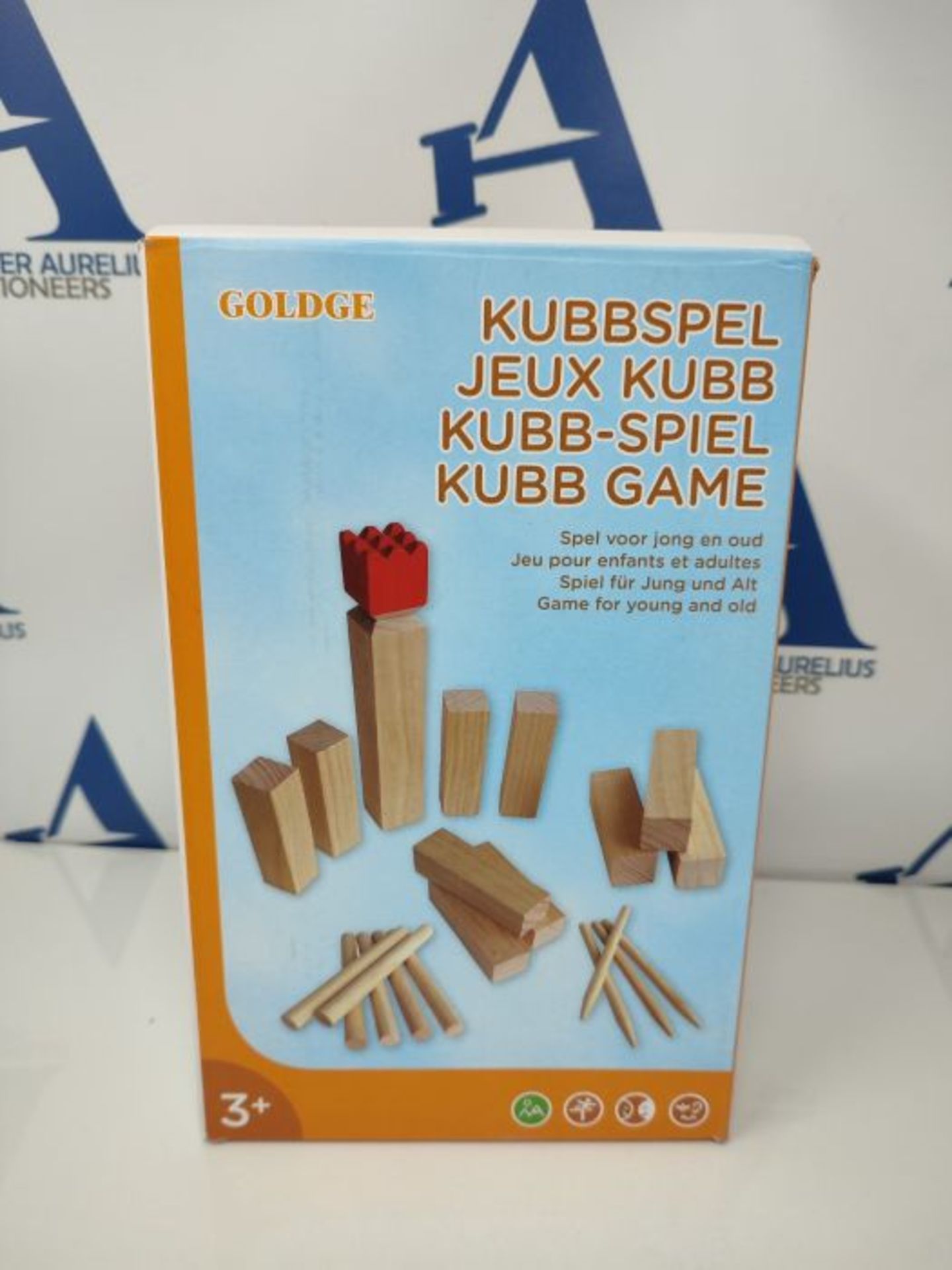 GOLDGE Kubb Game, Viking Chess Game, Wooden Figures Throwing Game for Children and Adu - Image 2 of 3