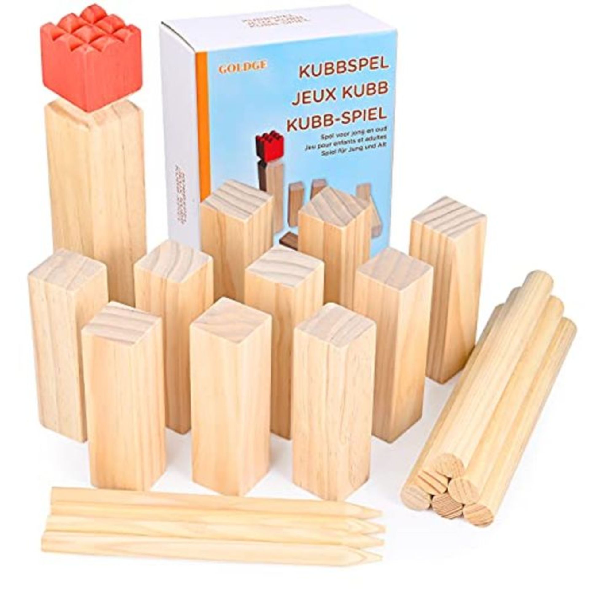 GOLDGE Kubb Game, Viking Chess Game, Wooden Figures Throwing Game for Children and Adu