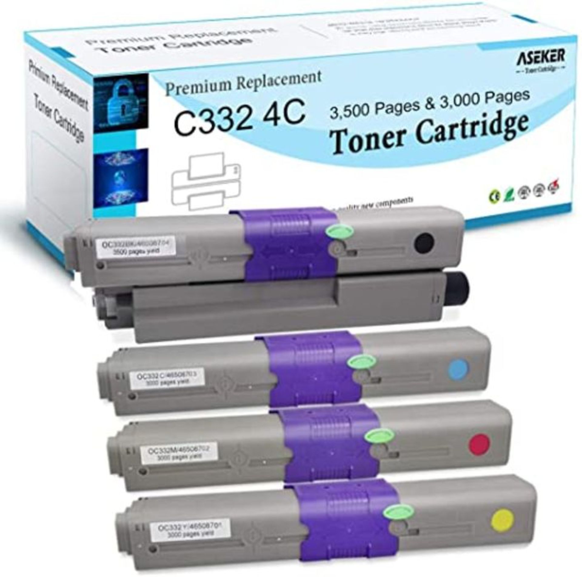 4 Colors Compatible Toner Cartridge for Oki C332 C332dn C332dnw MC363 MC363dn MC363dnw