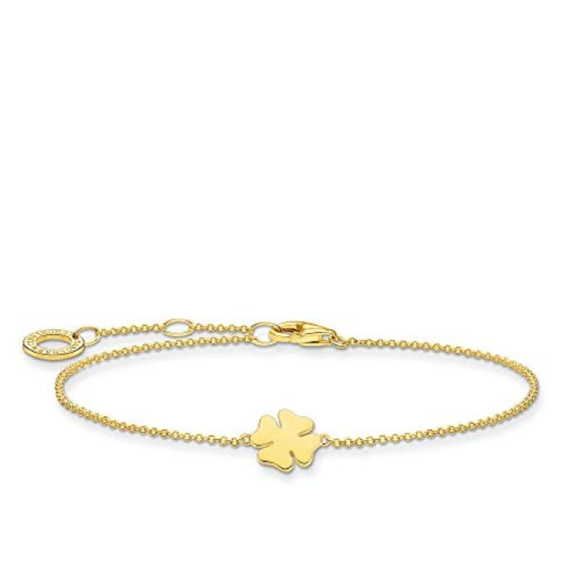 RRP £58.00 [CRACKED] Thomas Sabo Shamrock Bracelet 925 Sterling Silver 19 cm gold