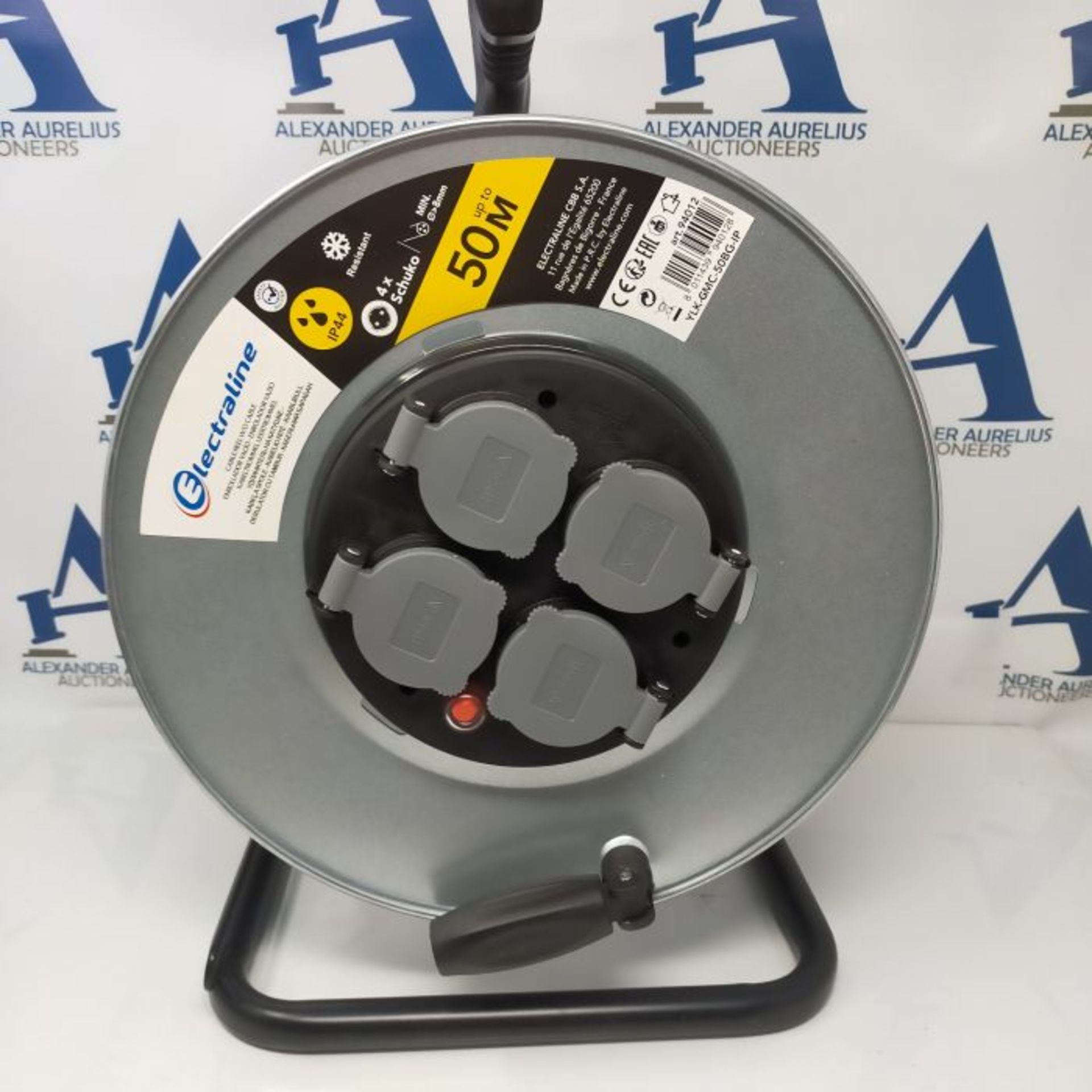 Electraline 94012 Professional metal construction reel 4 IP44 sockets Without cable ro - Image 2 of 3