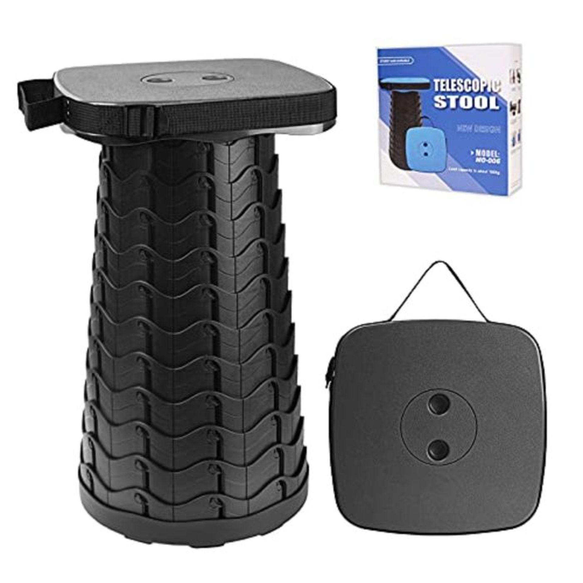 Upgraded Portable Telescopic Stool with Larger Seat - Retractable Square Camping Stool