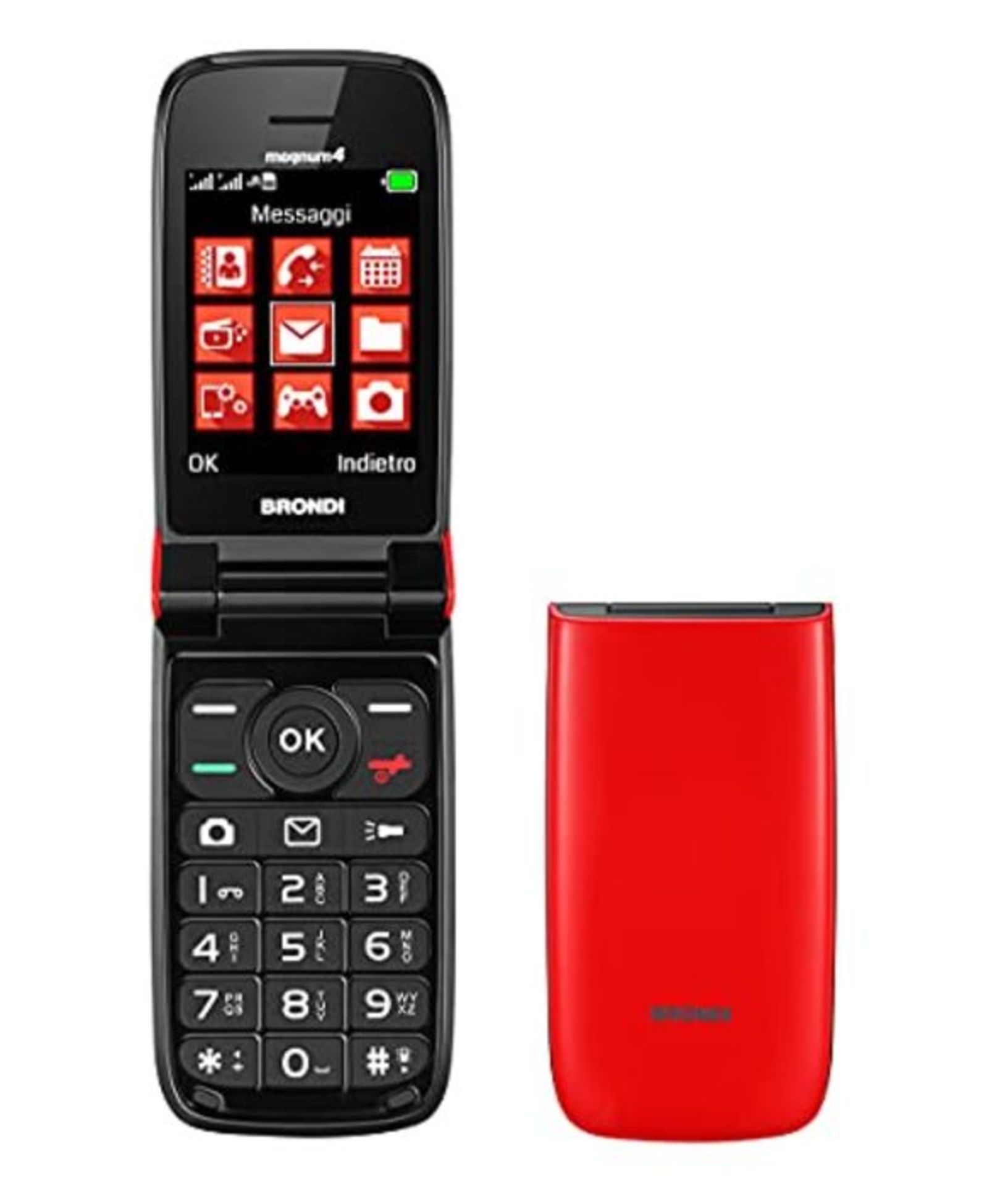 Brondi Magnum 4 Telefono Cellulare Maxi Display, Tastiera Fisica Retroilluminata, Dual