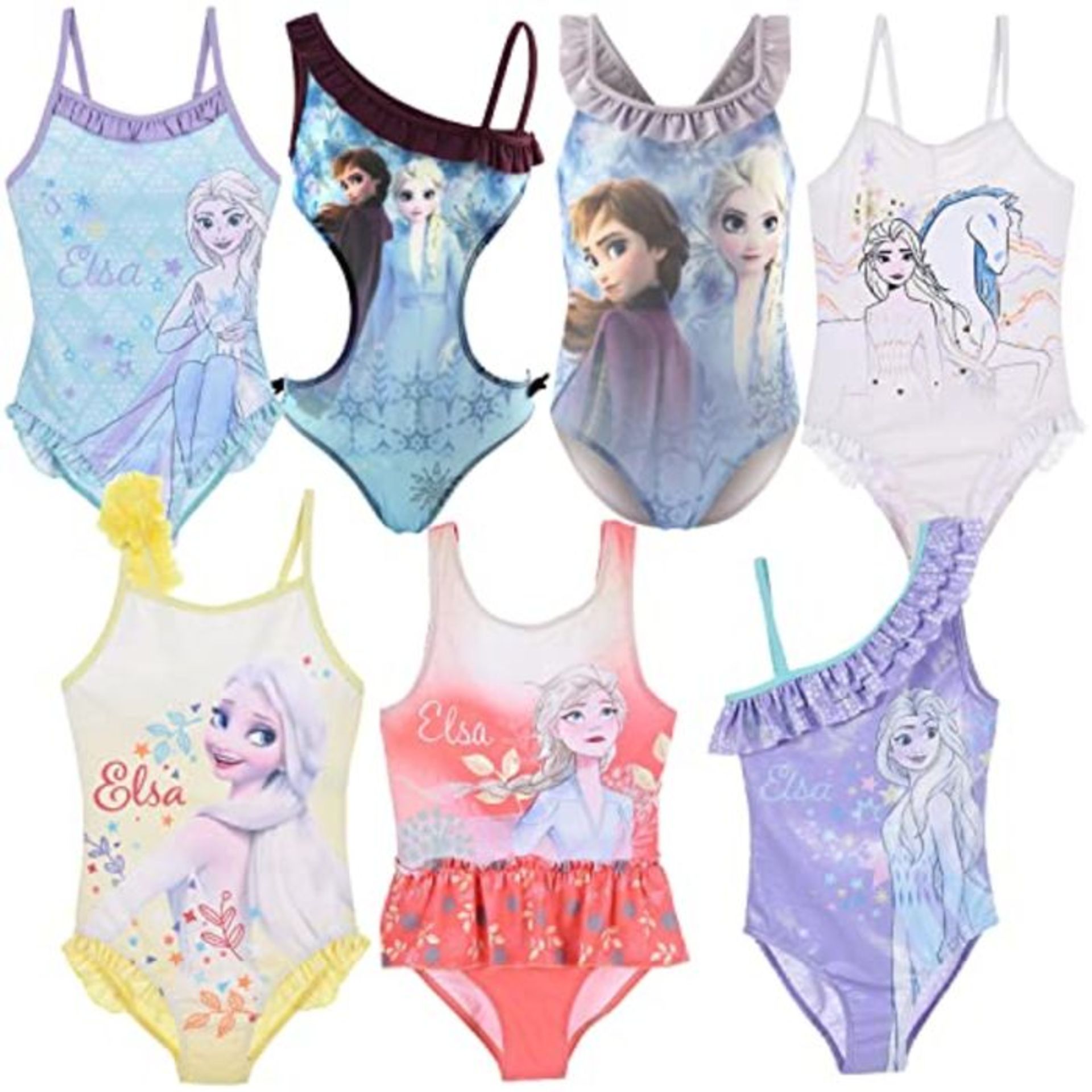 Disney Frozen 2 - One Piece Swimsuit Sea Swimming Pool - Girls - Official Licensed Ori