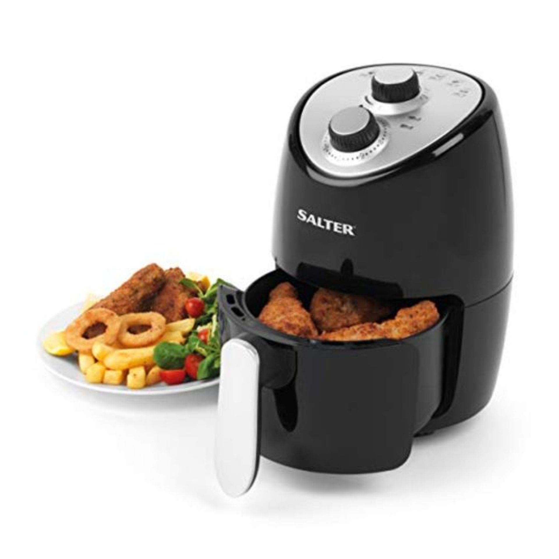 Salter EK2817 Compact 2L Hot Air Fryer, 1000W Fryer, Removable Frying Rack & 30 Minute