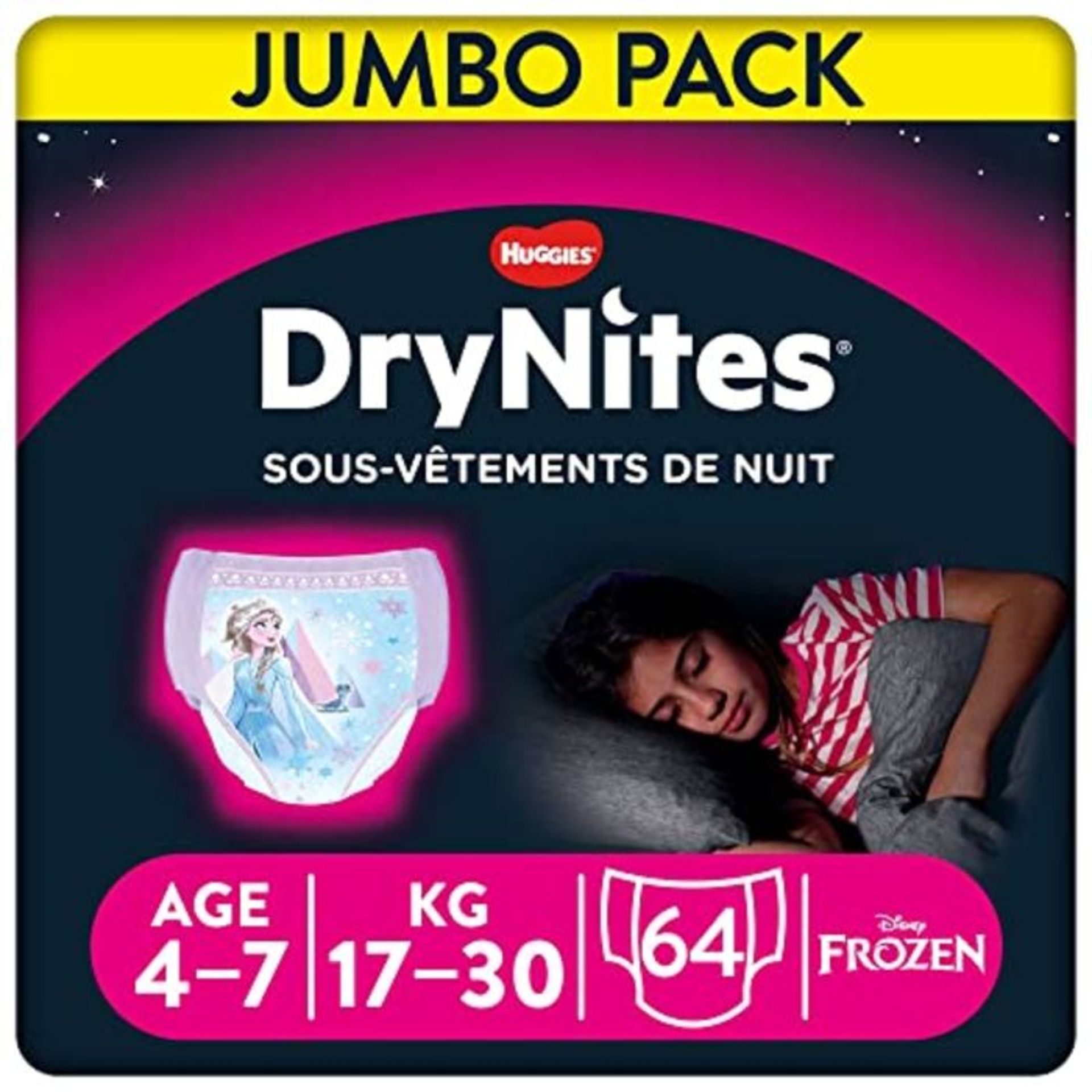 Huggies Drynites Mutandine Assorbenti per la Notte per Bambina, Taglia M (17-30 Kg), C