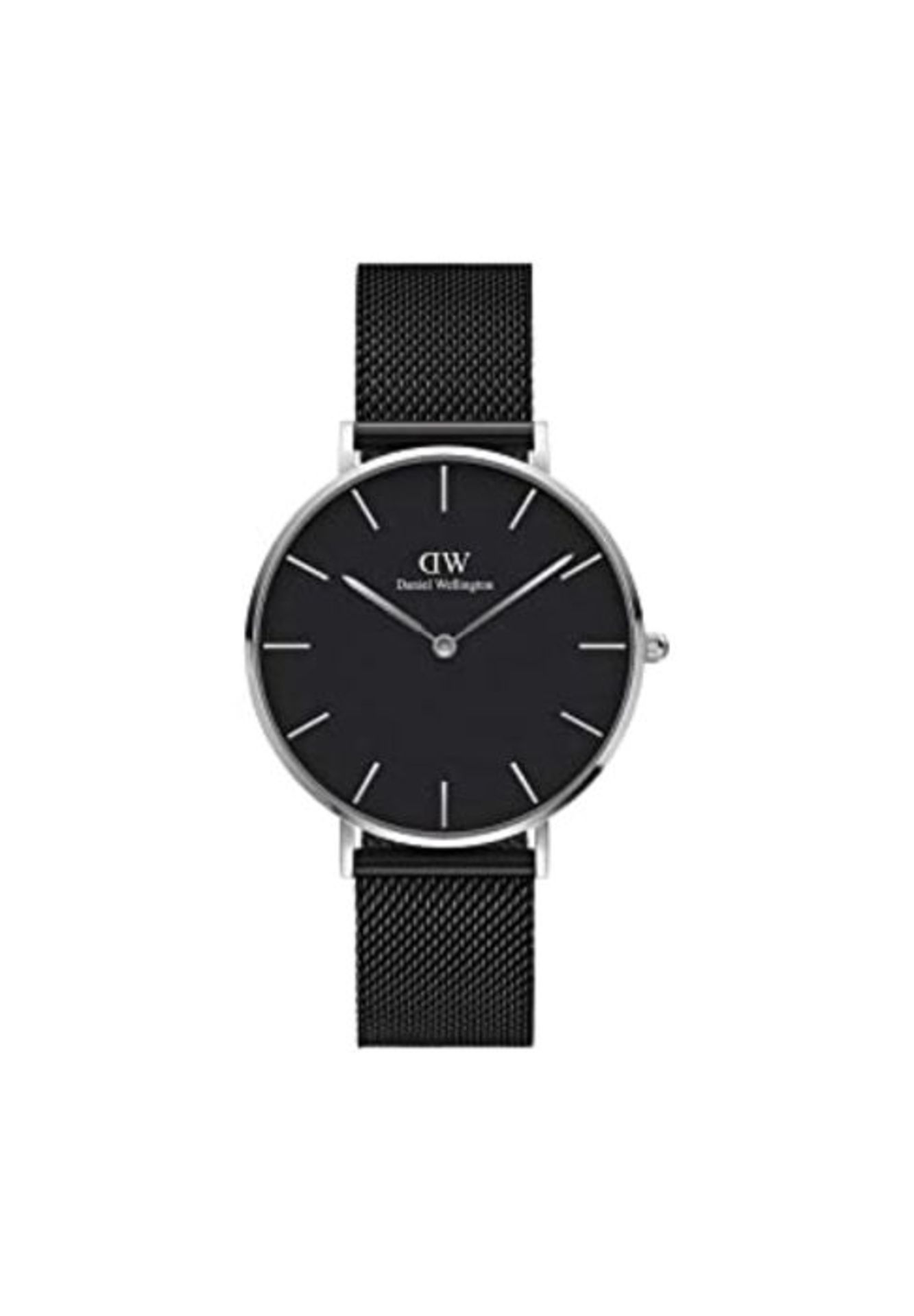 RRP £131.00 Daniel Wellington Petite Ashfield, Black/Silver Watch, 36mm, Mesh, for Women and Men